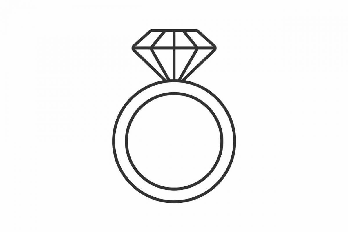Яркая раскраска кольца с бриллиантом