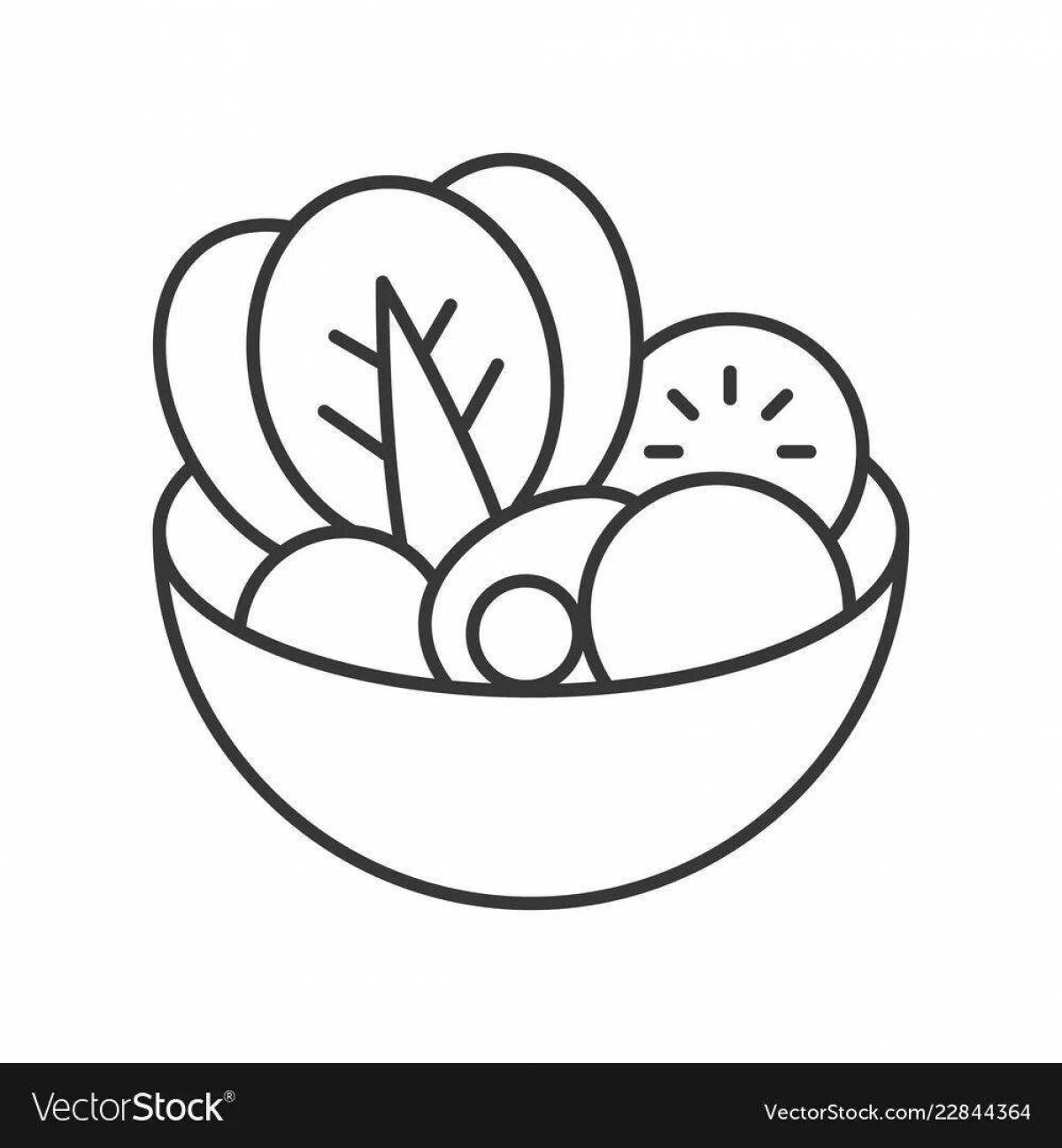 Как нарисовать миску с салатом