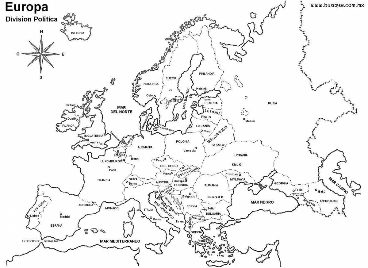 Зарубежная европа политическая карта без надписей