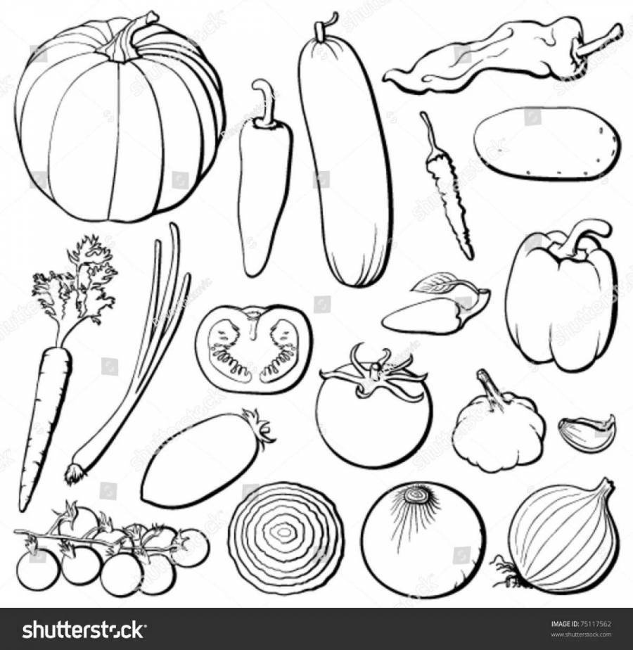 Контурные овощи и фрукты