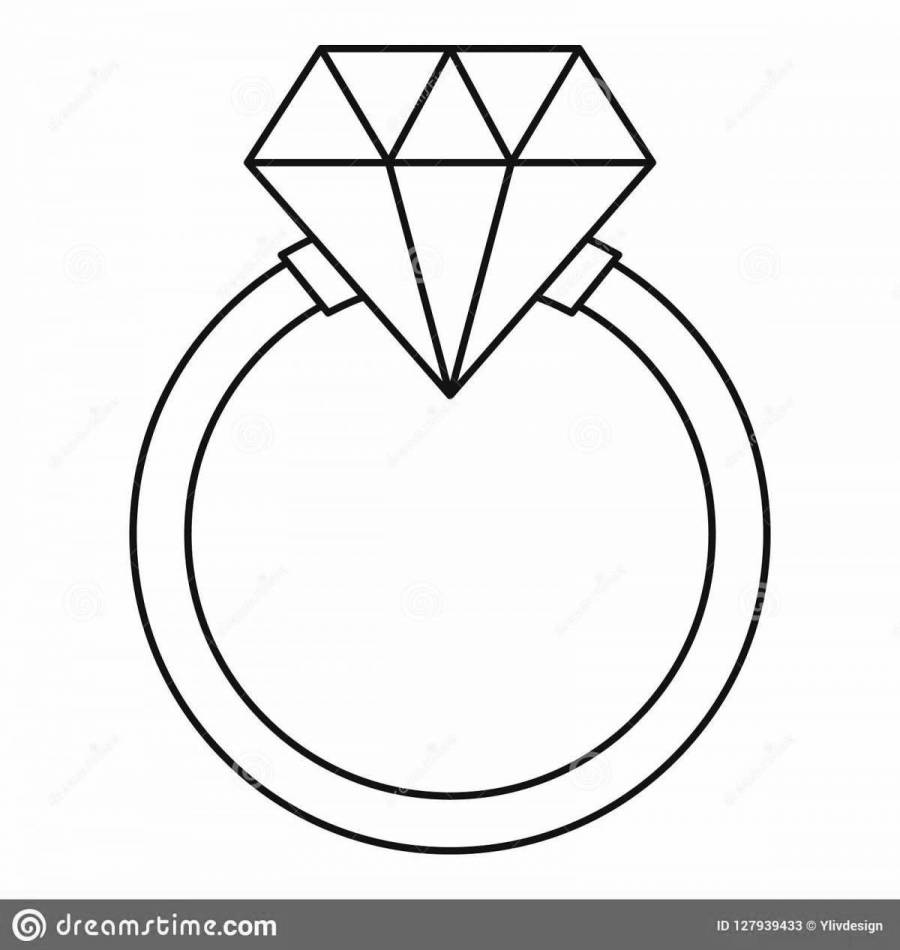 Кольцо с бриллиантом трафарет