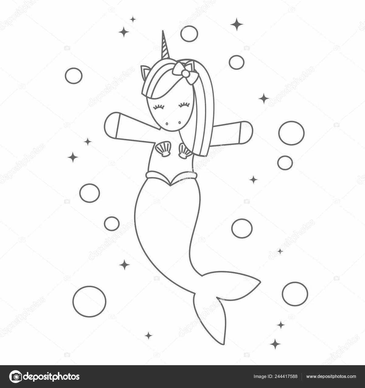 Dazzling coloring cat unicorn mermaid