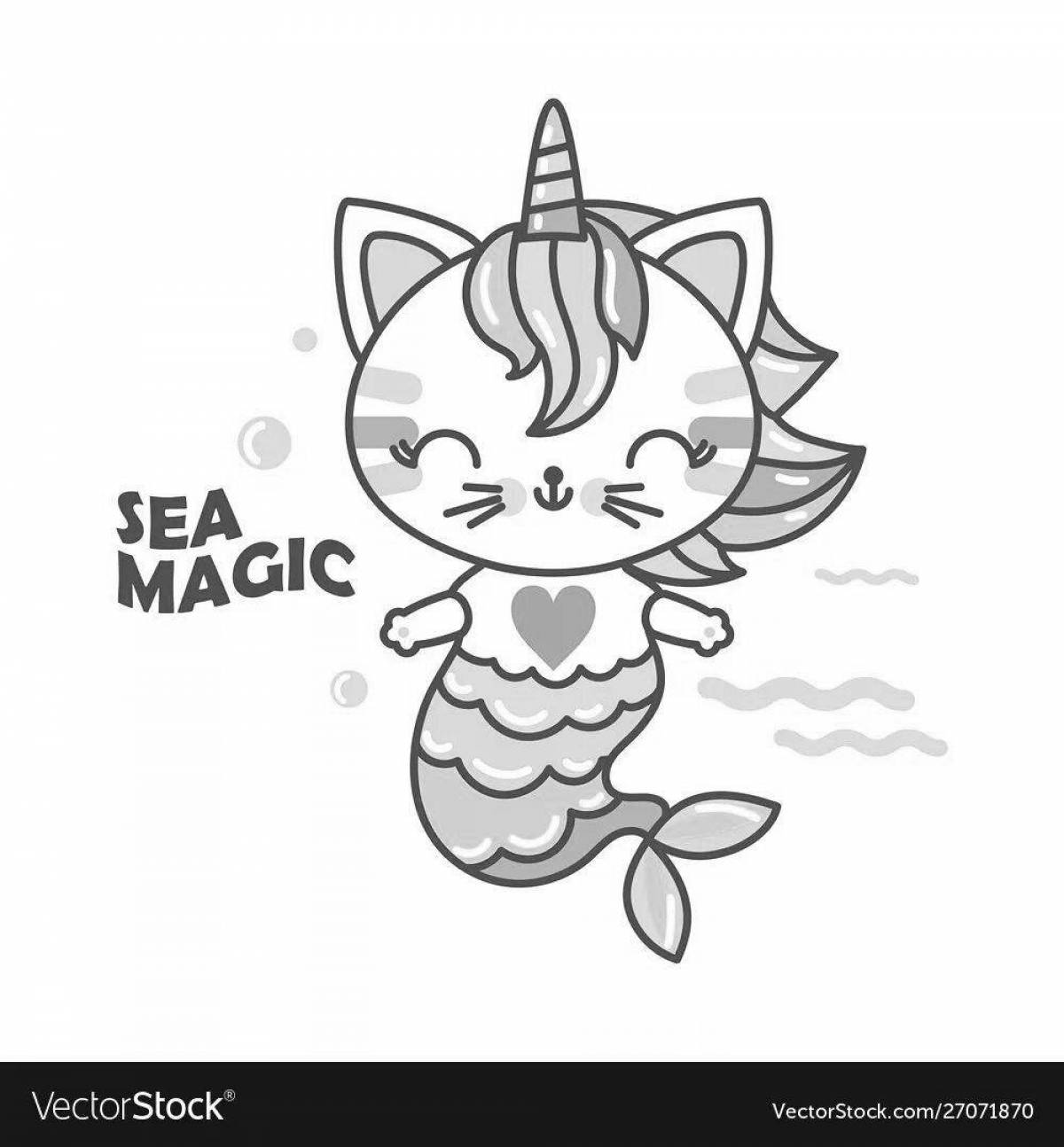 Светящаяся раскраска кошка единорог русалка