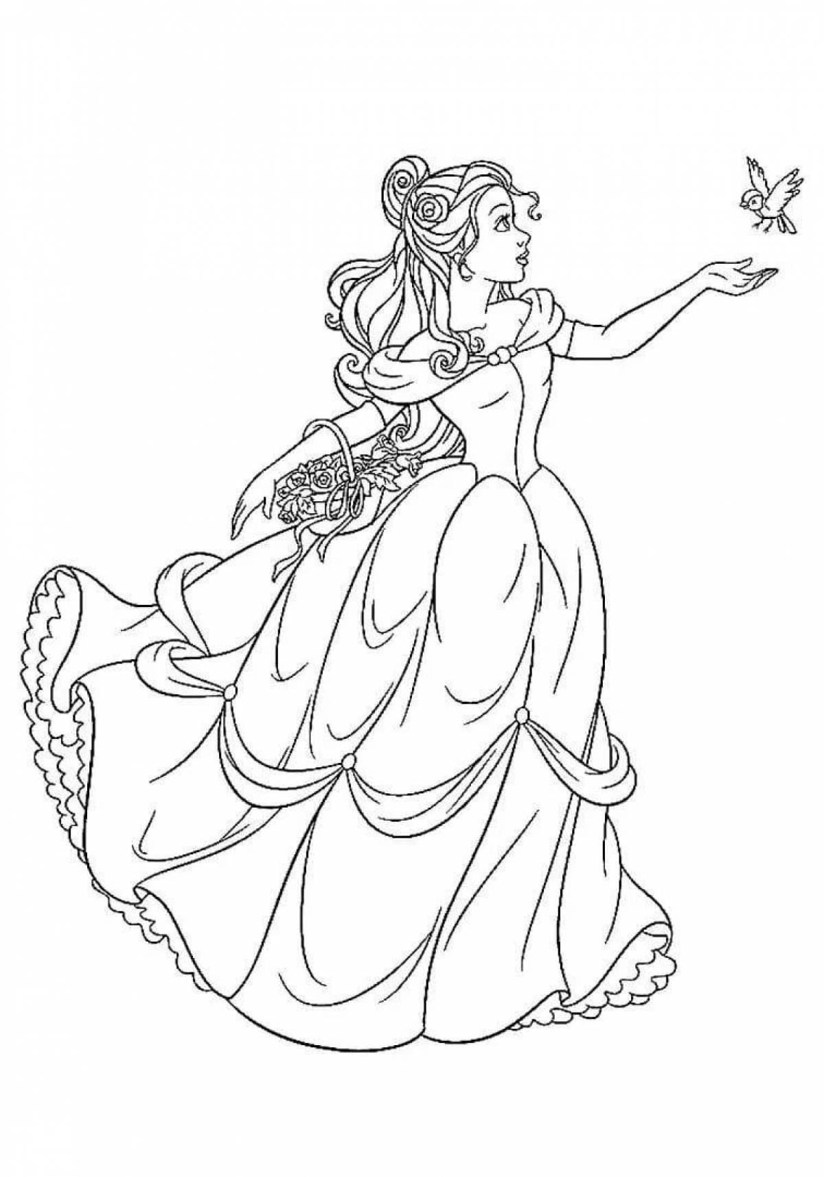 Coloring page adorable belle and the monster