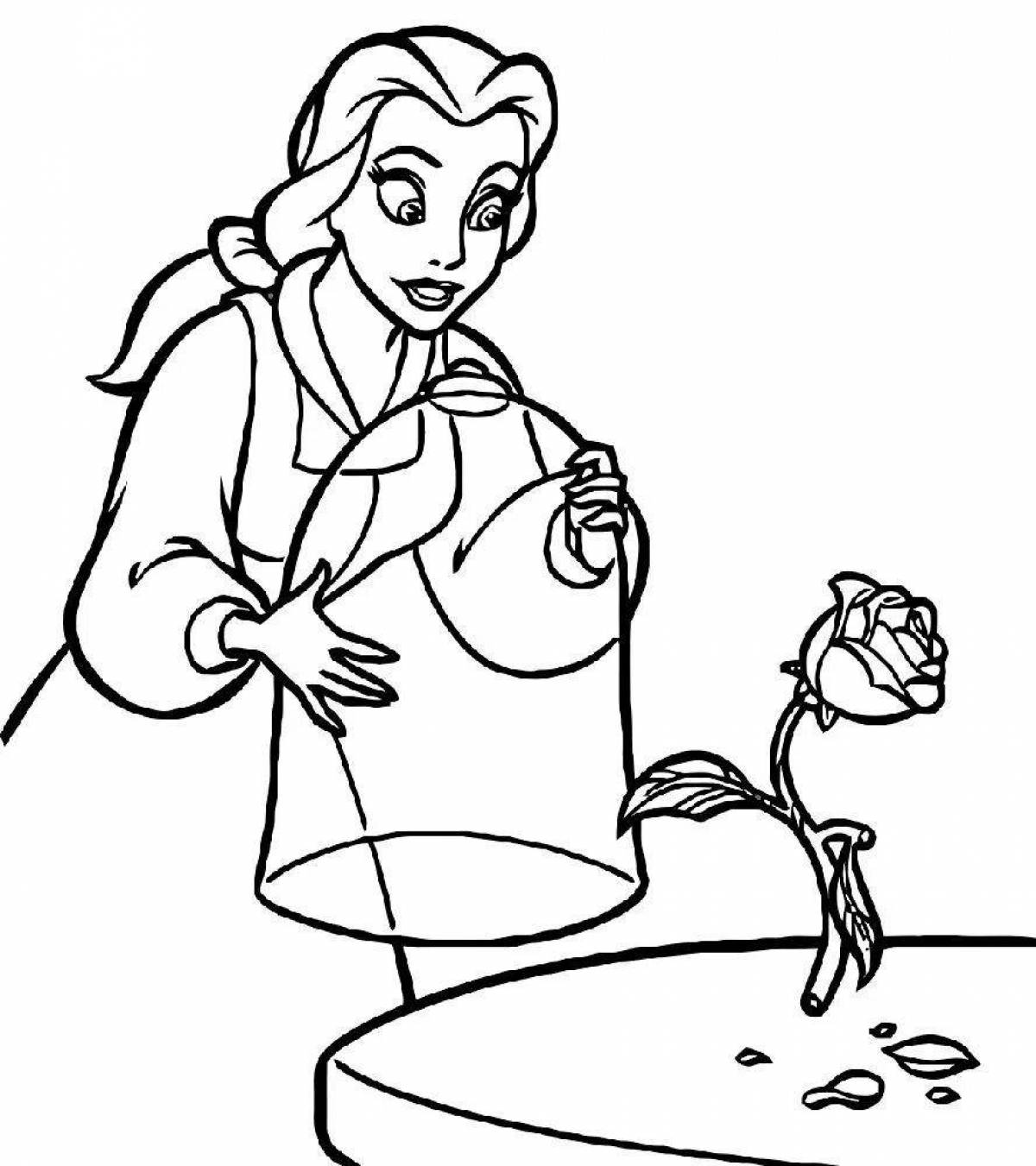 Belle and monster coloring page