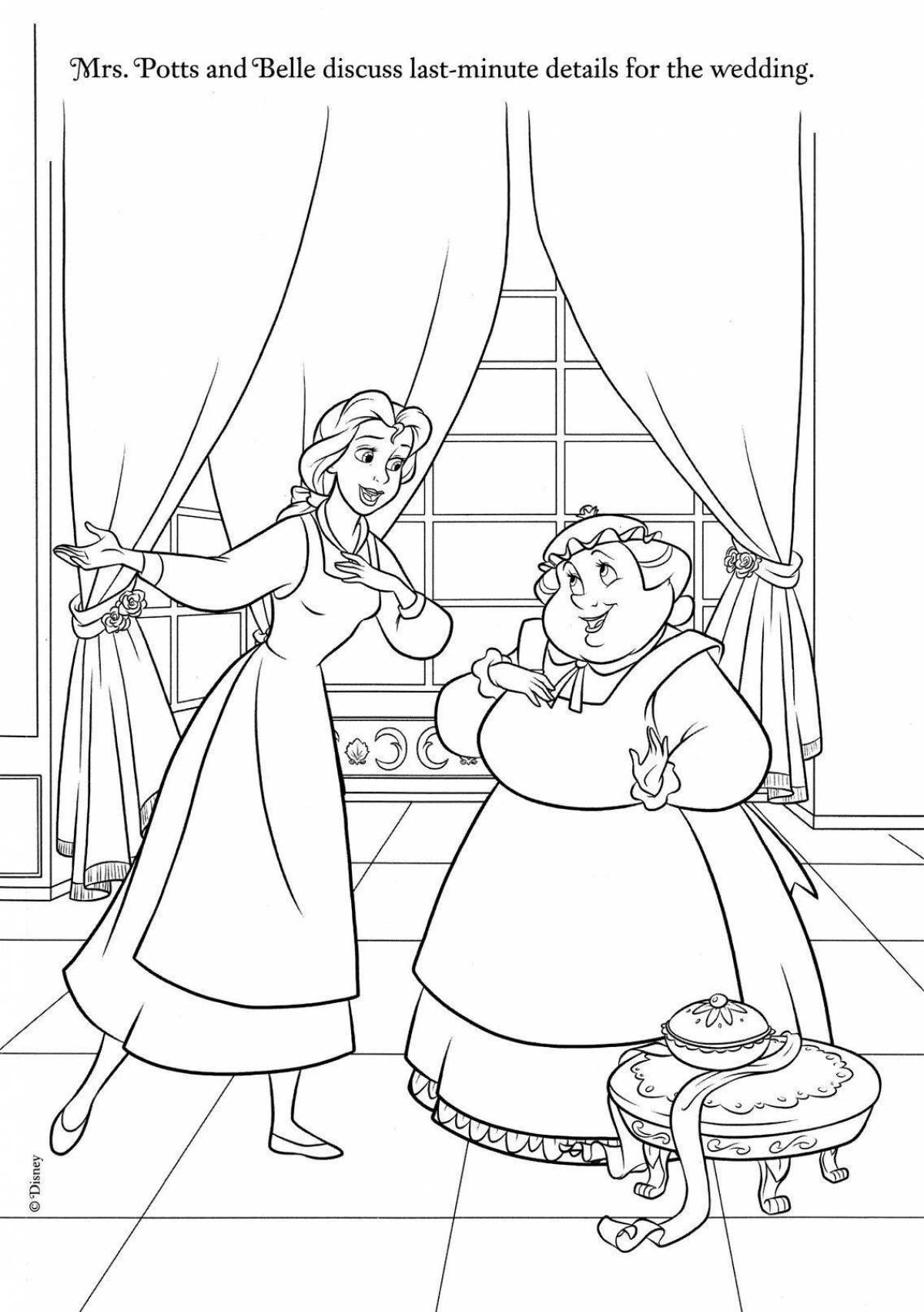 Coloring book shining belle and the monster