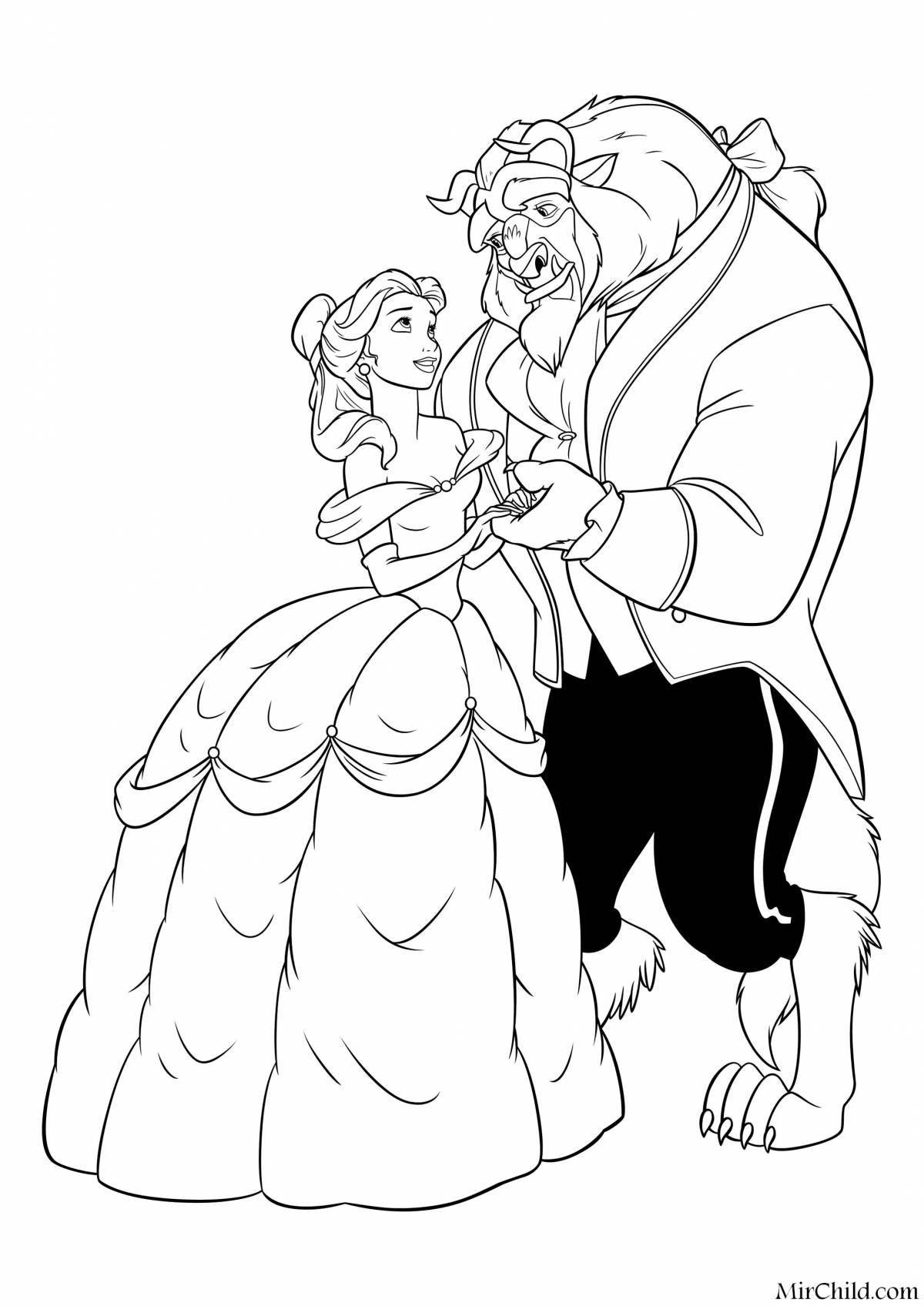 Belle Charming and Monster Coloring Page