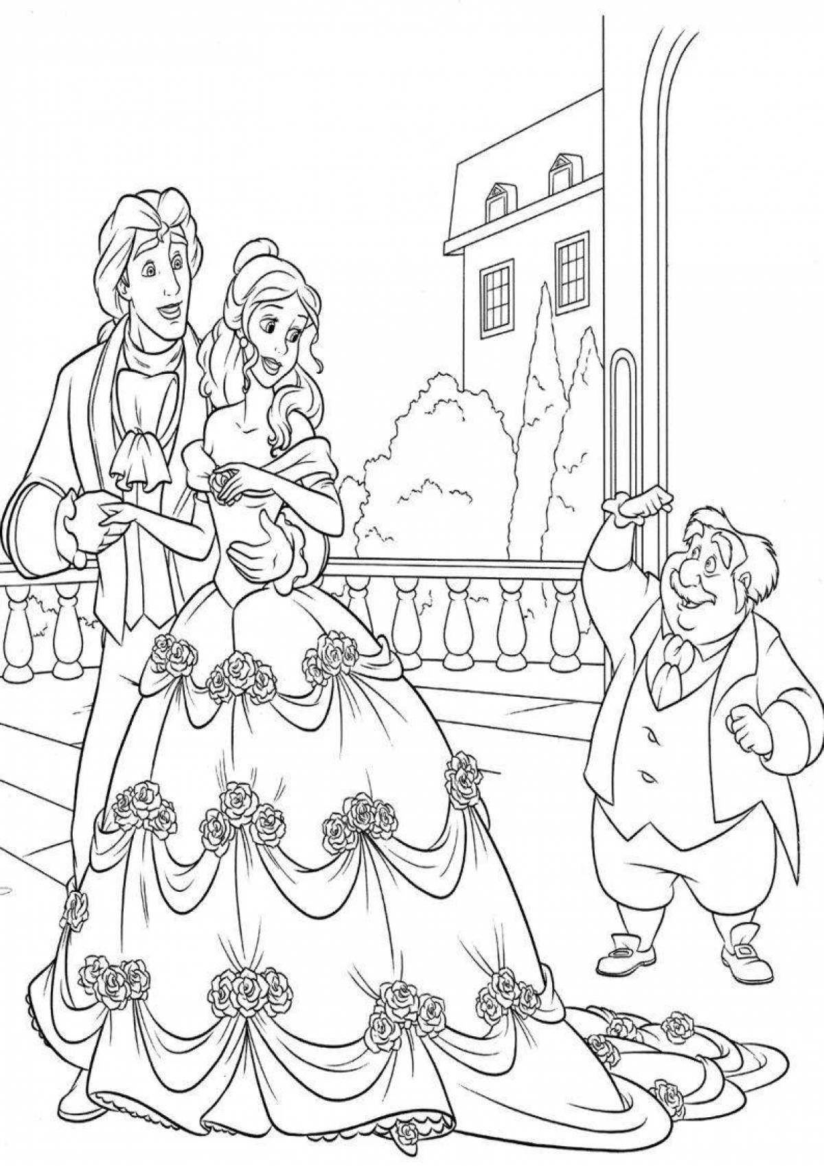 Cute belle and the monster coloring book