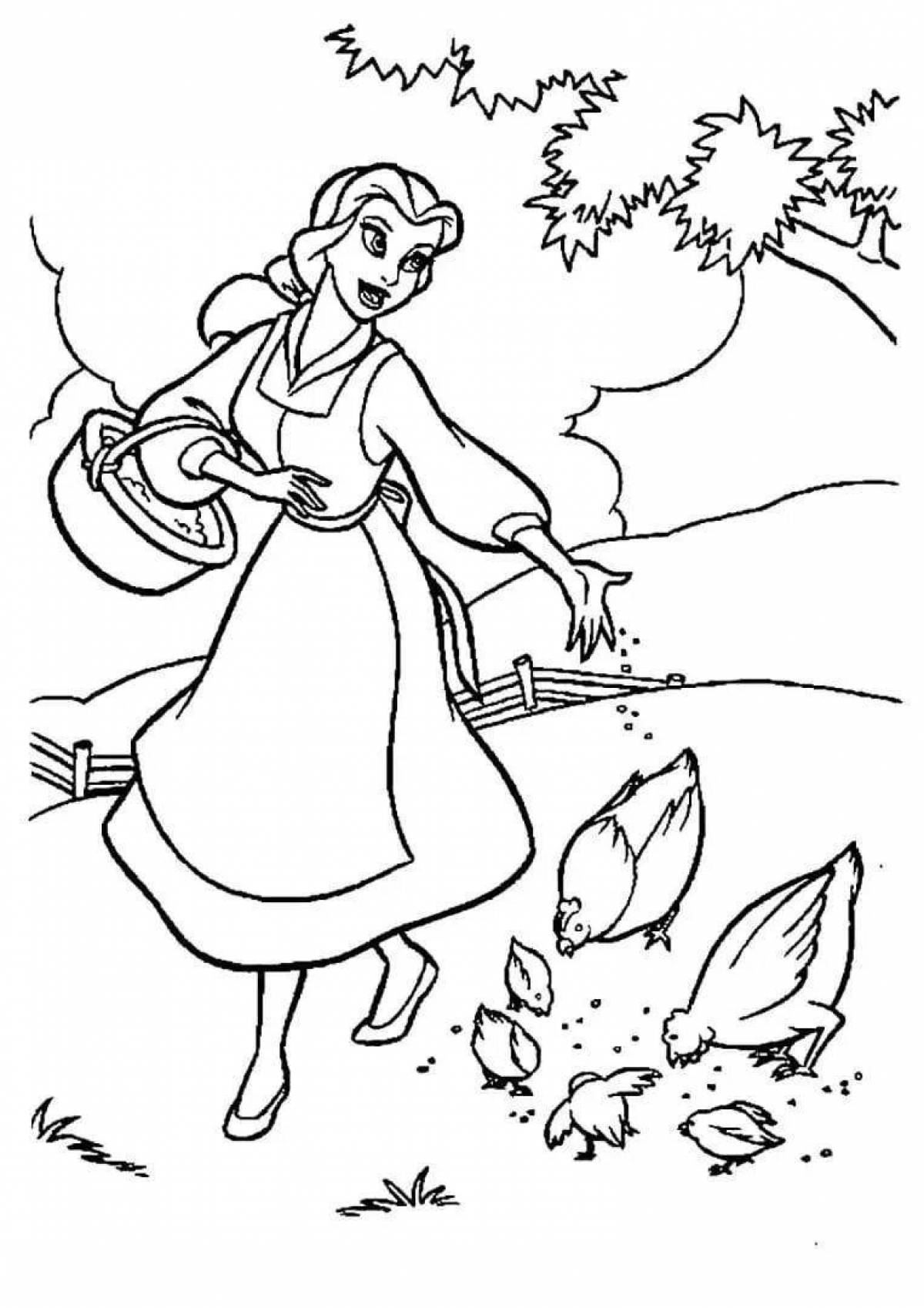 Beauty Belle and the monster coloring page