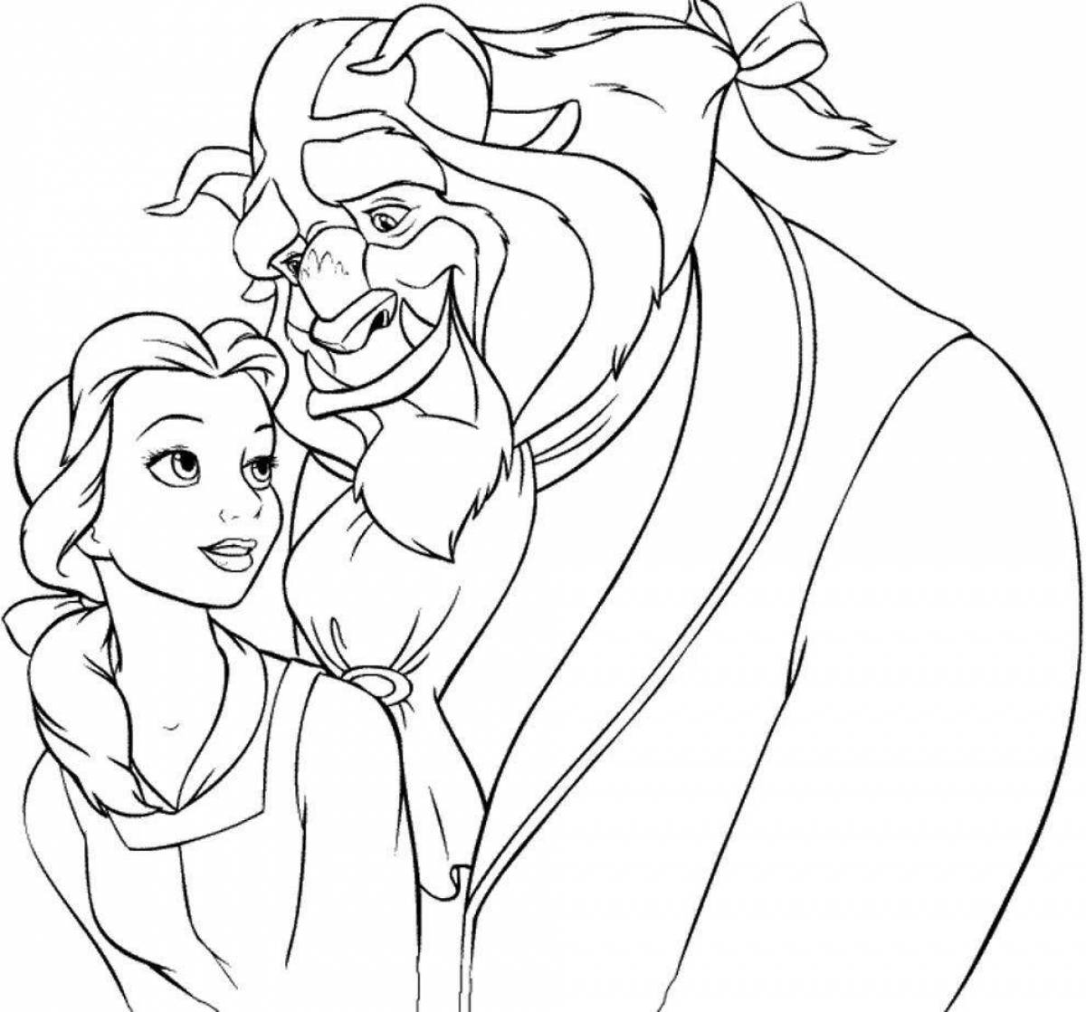 Charming belle and the monster coloring book