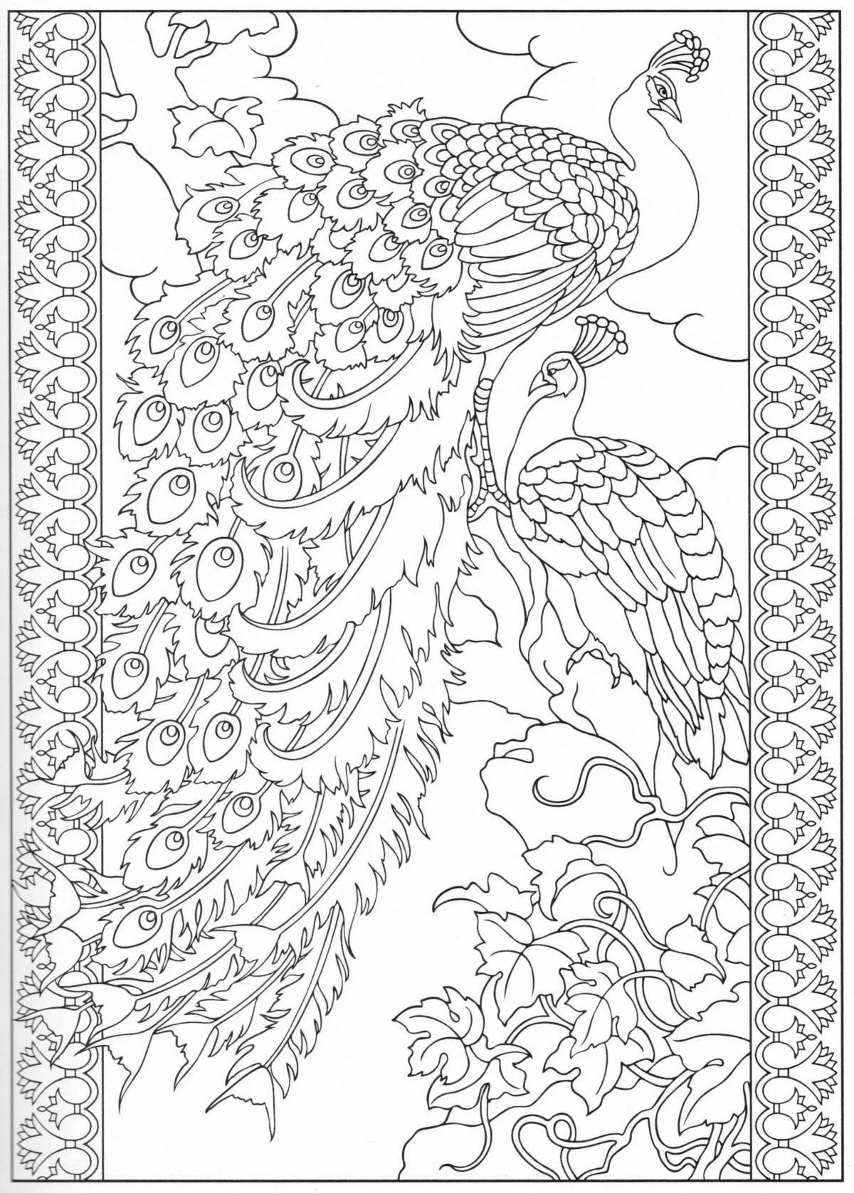 Playful anti-stress heat bird coloring book