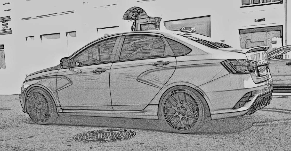 Bright Lada Vesta sport coloring book