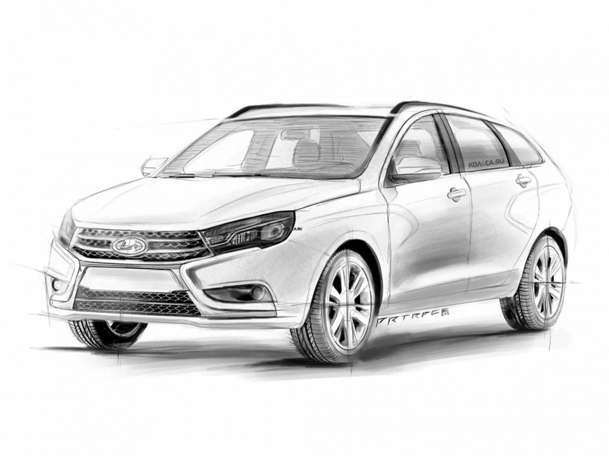 Veselaya Lada Vesta sport coloring book