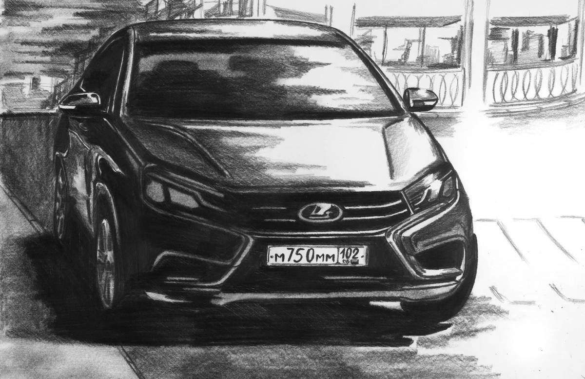 Shining Lada Vesta sport coloring book