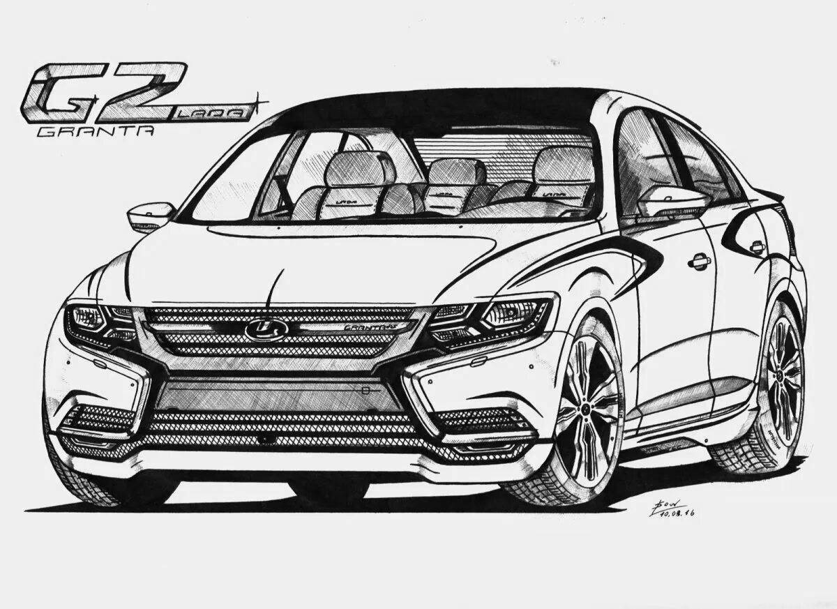 Charming lada vesta sport coloring book