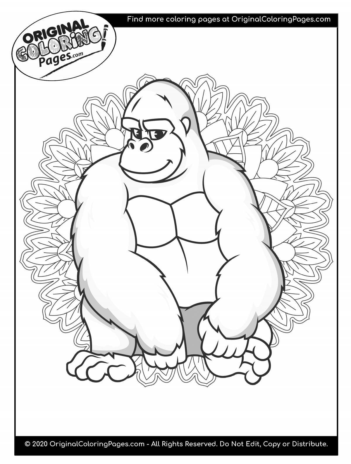 Coloring book adorable monkey king kong