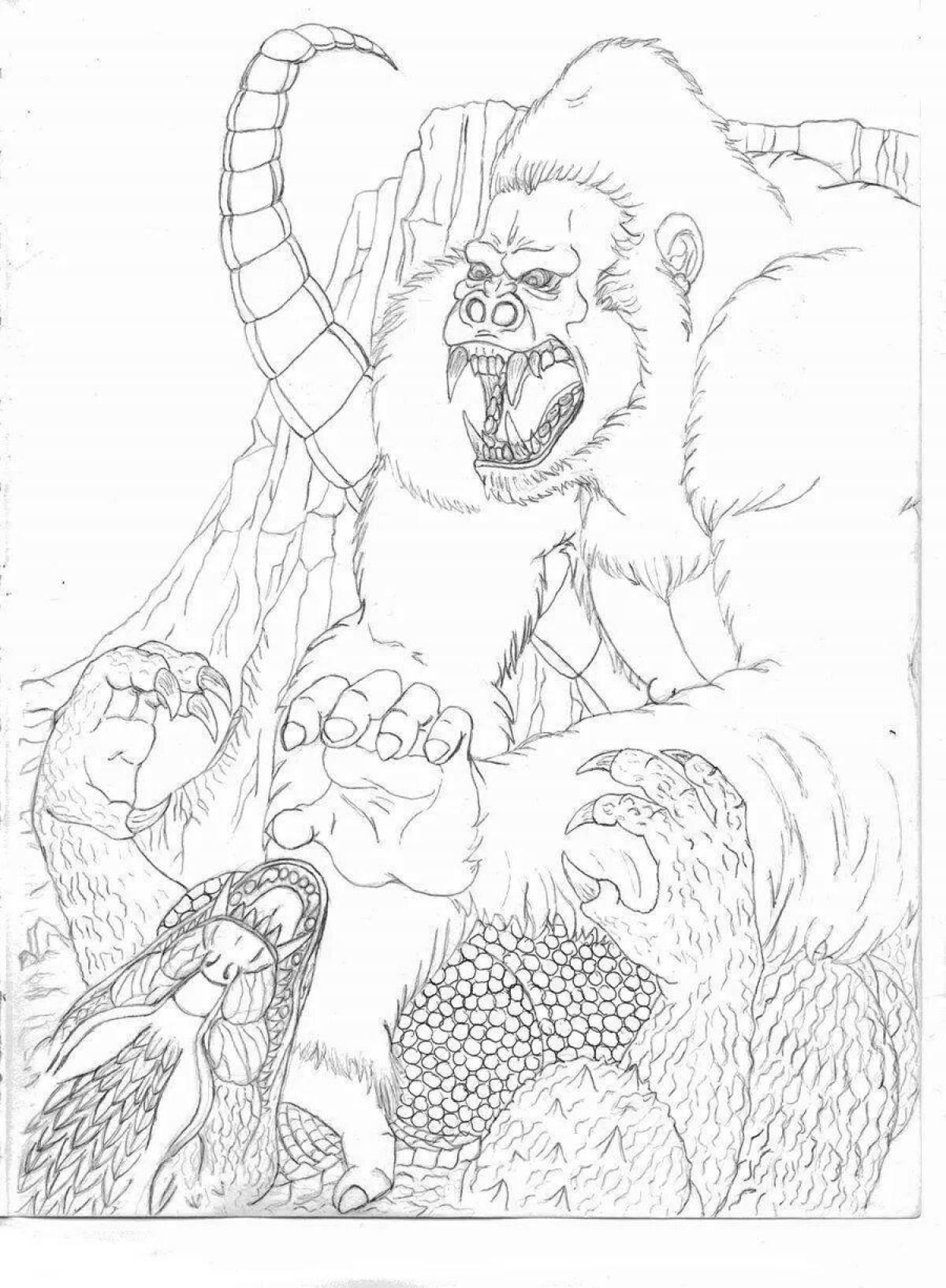 Динамичная страница раскраски kong monkey king