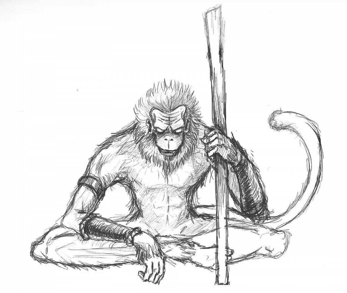 Раскраска жирный конг король обезьян