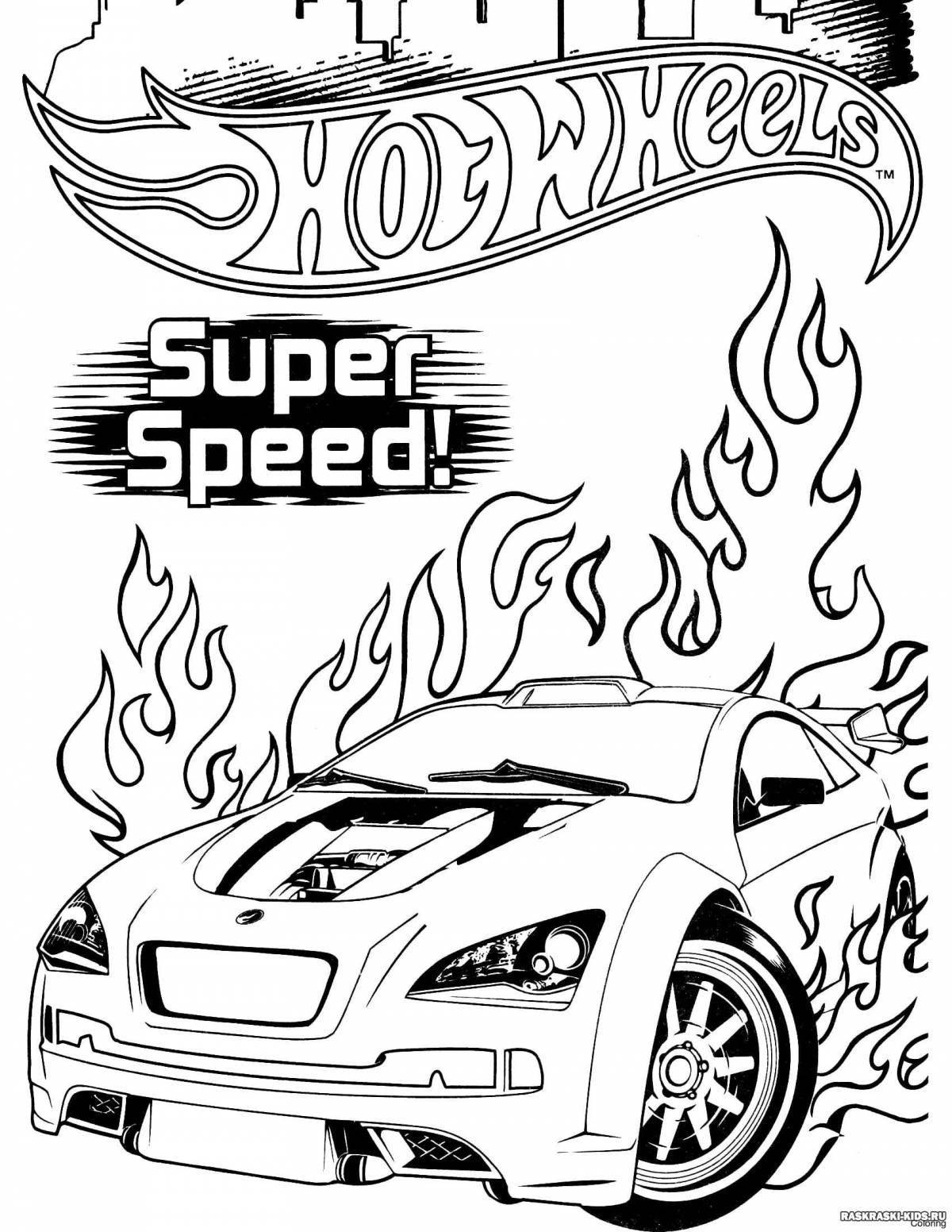 Colorful hot wheels coloring page