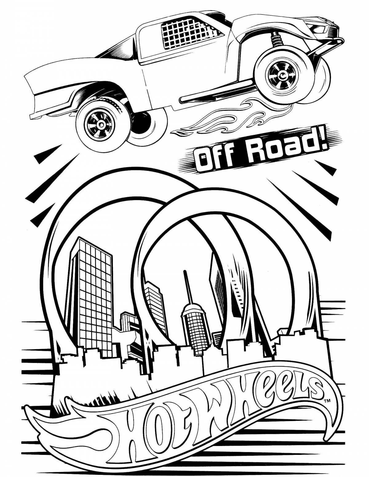 Radiant hot wheels track coloring page