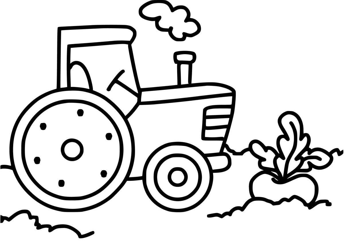 Fun coloring of 2 year old tractor