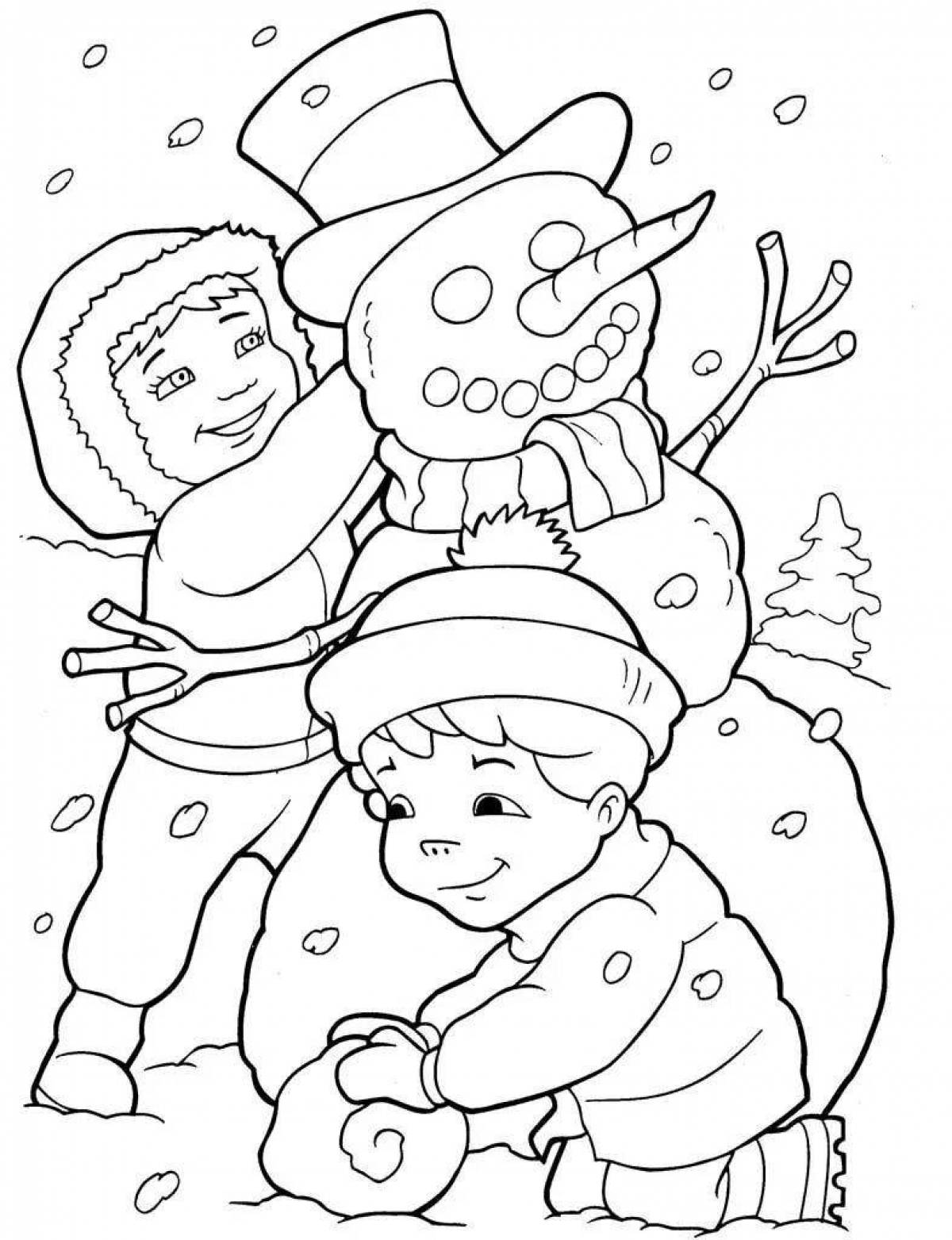 Colourful coloring for children winter activities