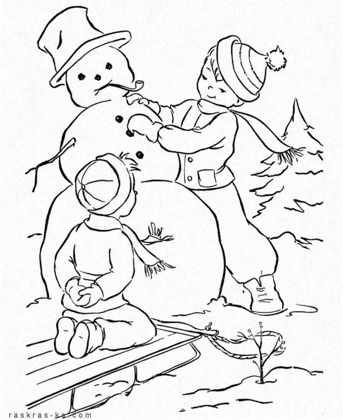 Fun coloring book winter fun for kids