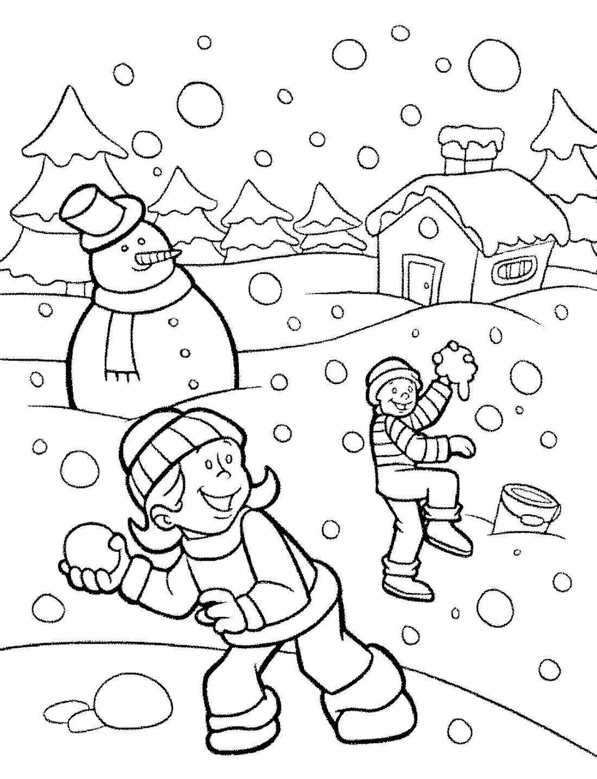 Sparkling coloring children's winter fun