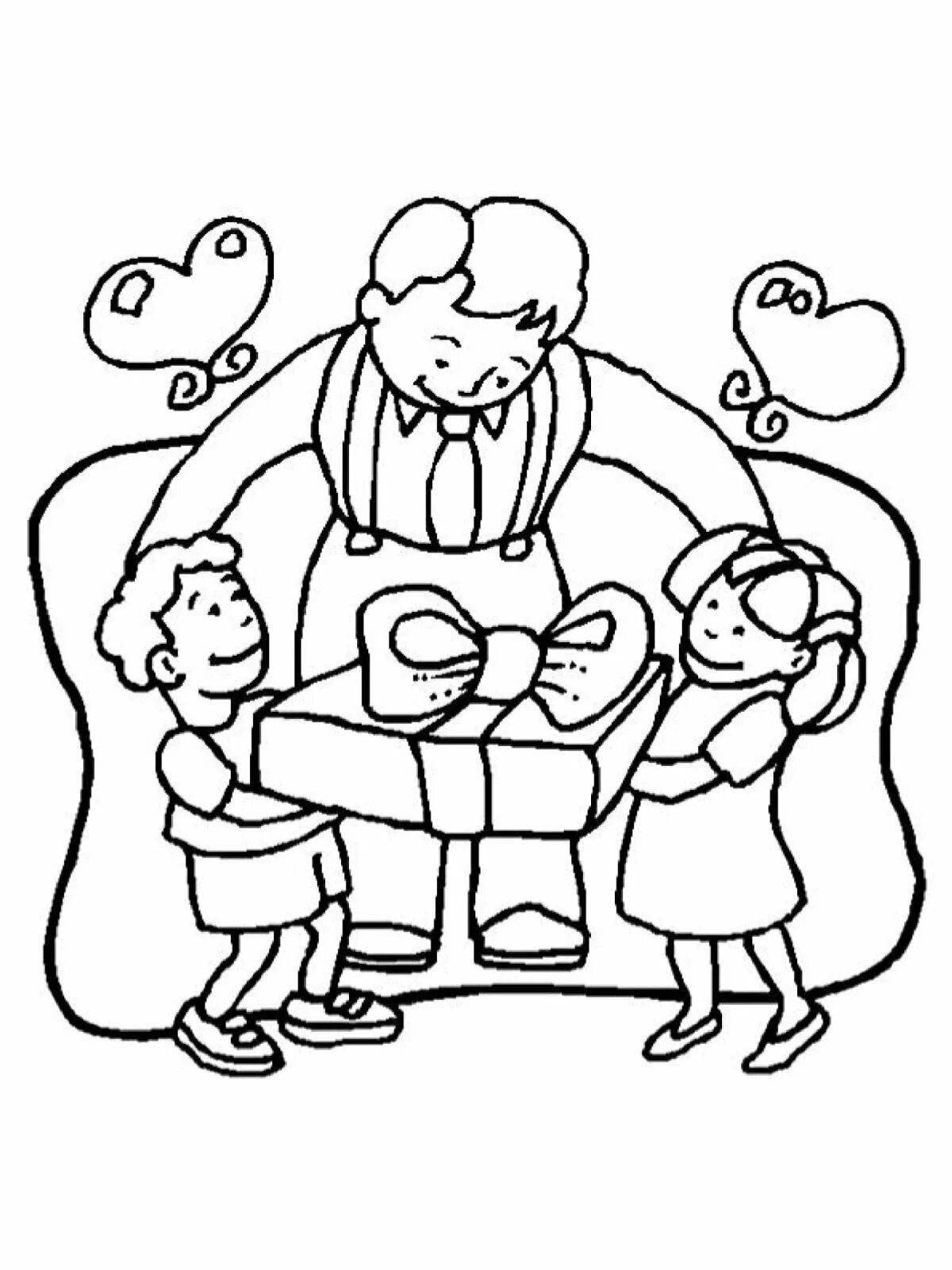 Coloring page loving grandfather and granddaughter