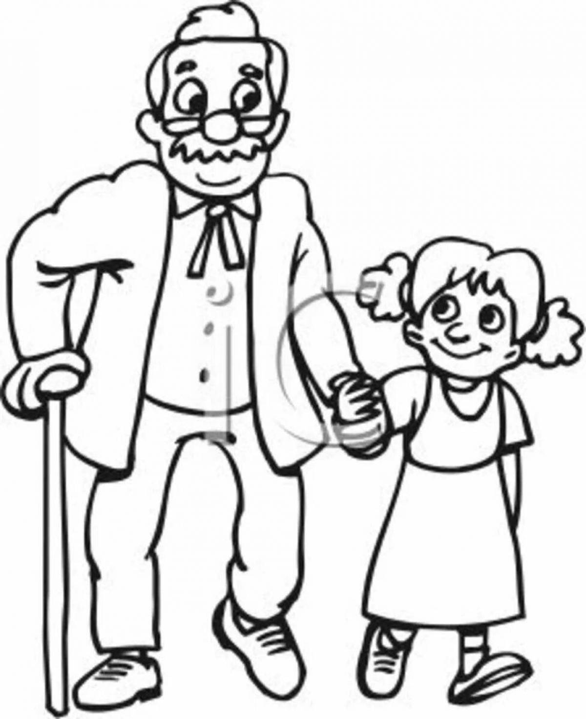 Amazing grandfather and granddaughter coloring book