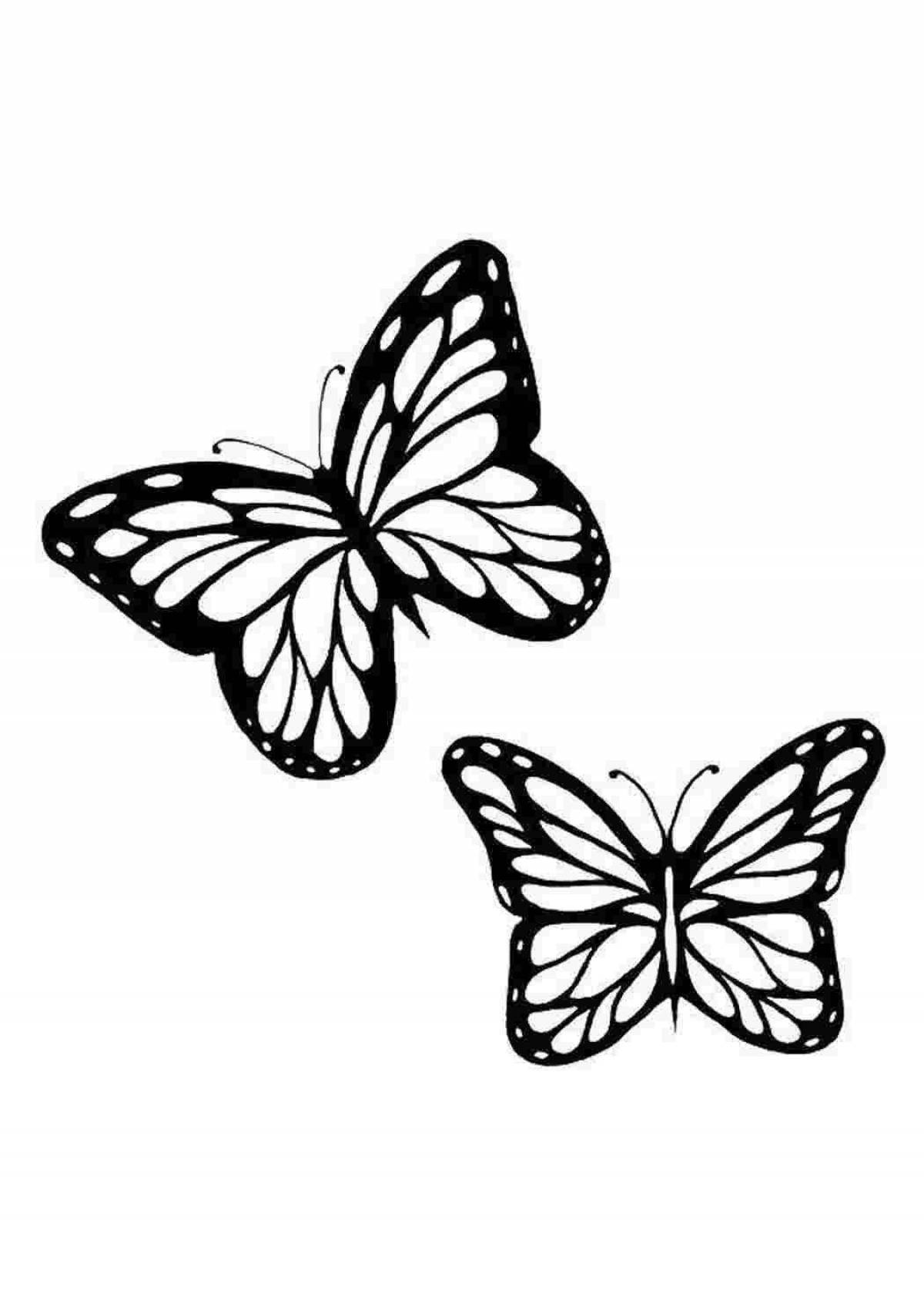 Coloring fantastic black and white butterflies