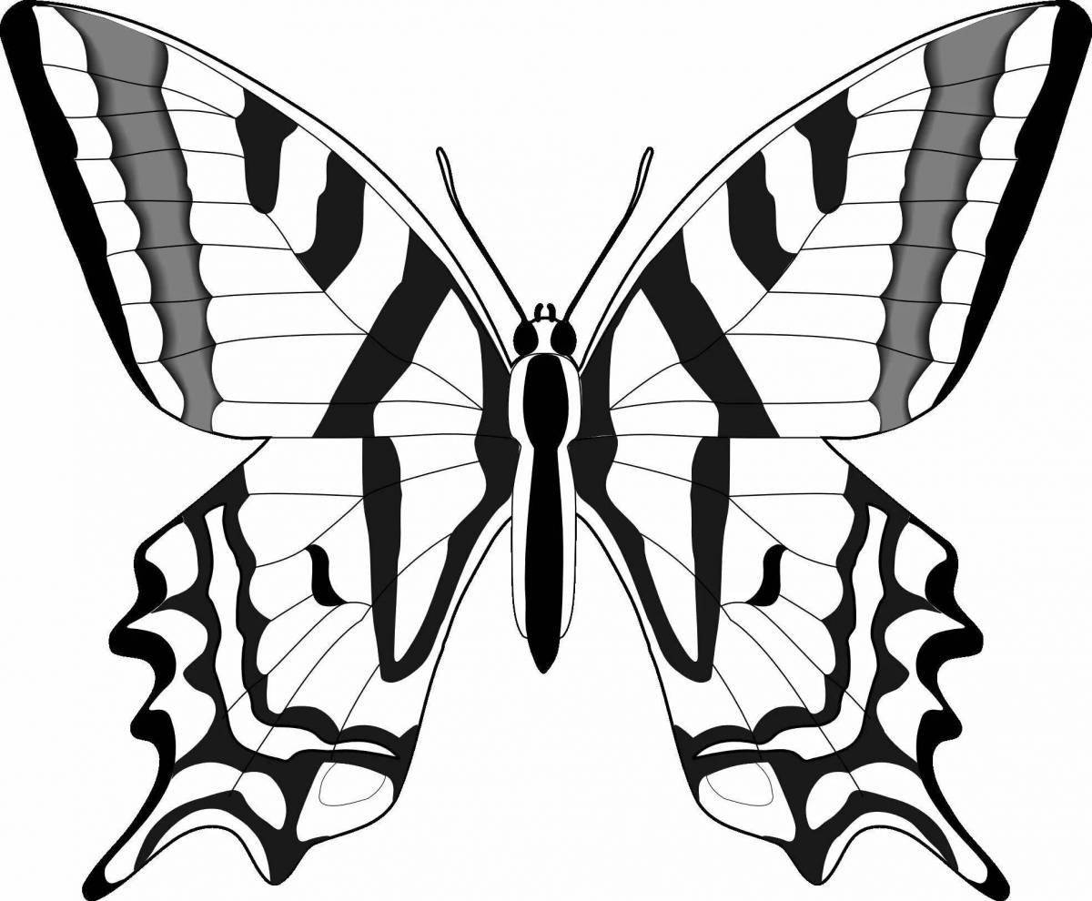 Coloring book joyful black and white butterflies