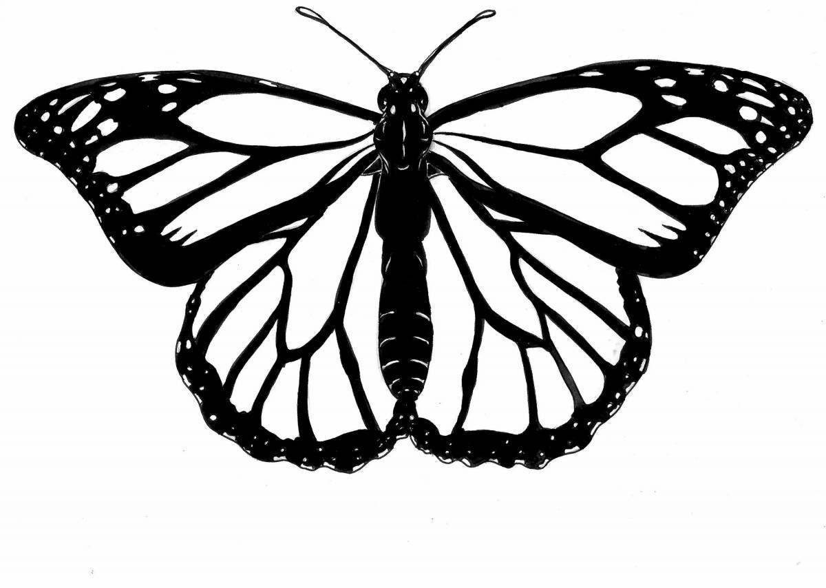 Glittering black and white butterflies coloring book