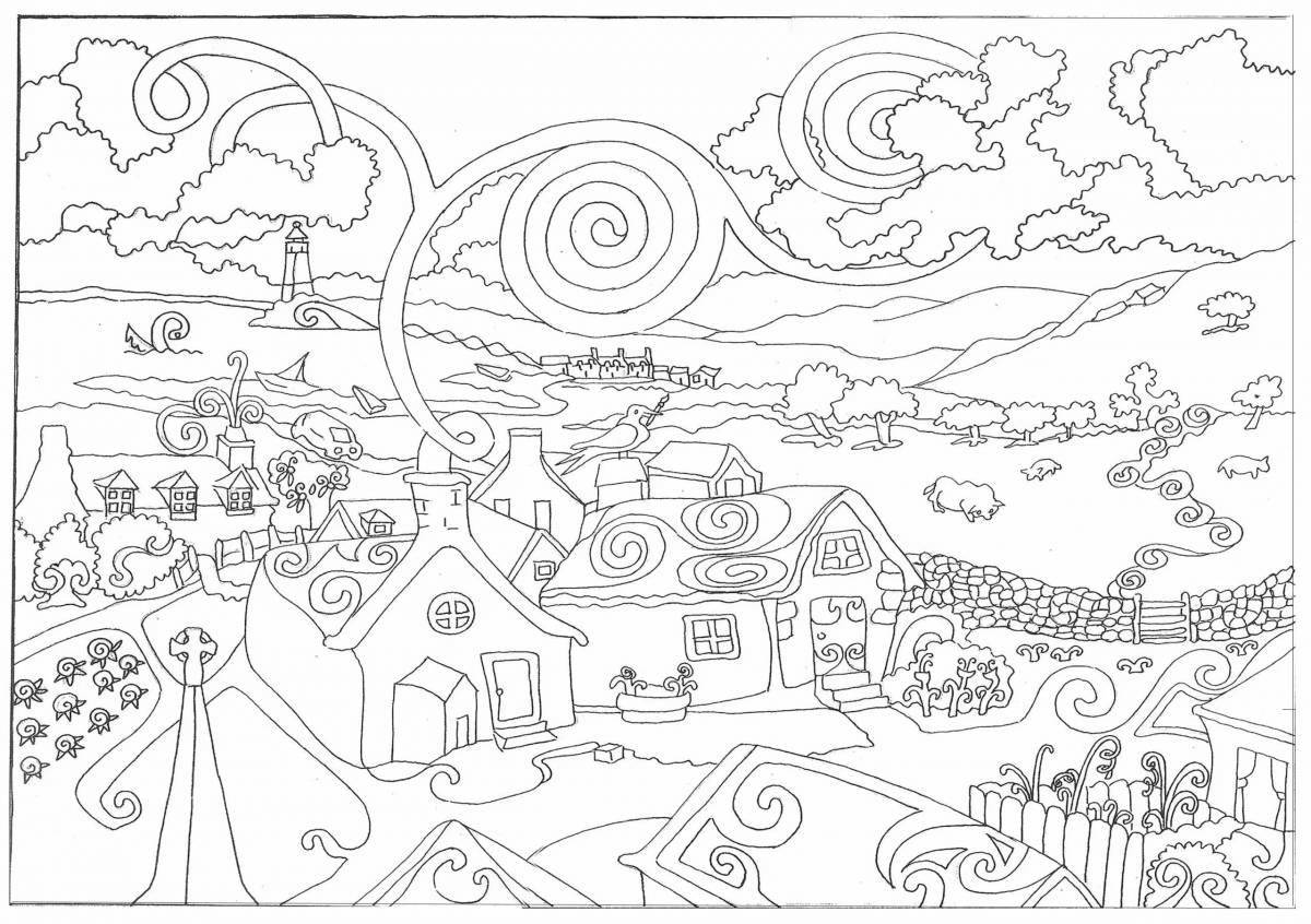 Grand city coloring book for adults