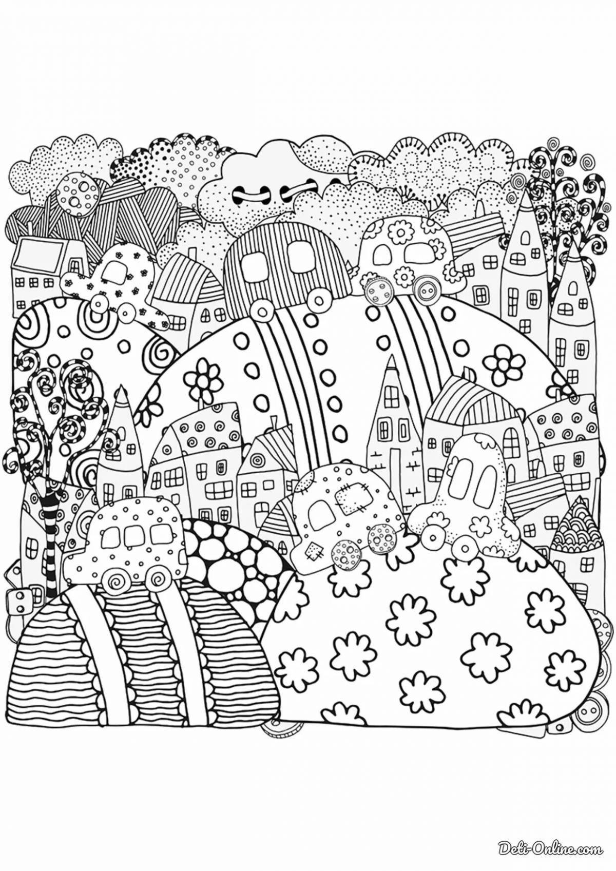 Coloring of the nice city for adults