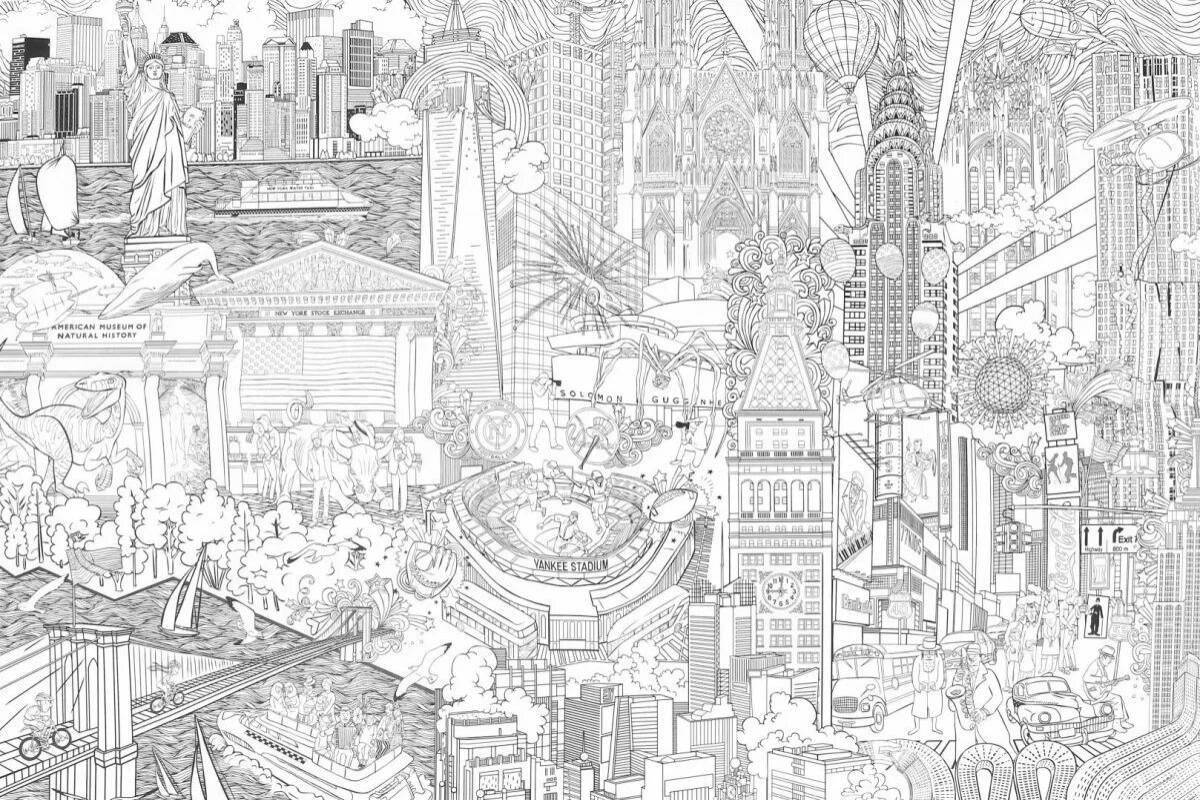 Adult city coloring book