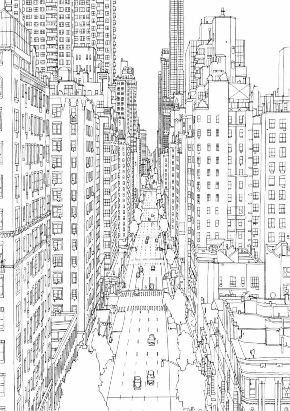 Refined city coloring book for adults
