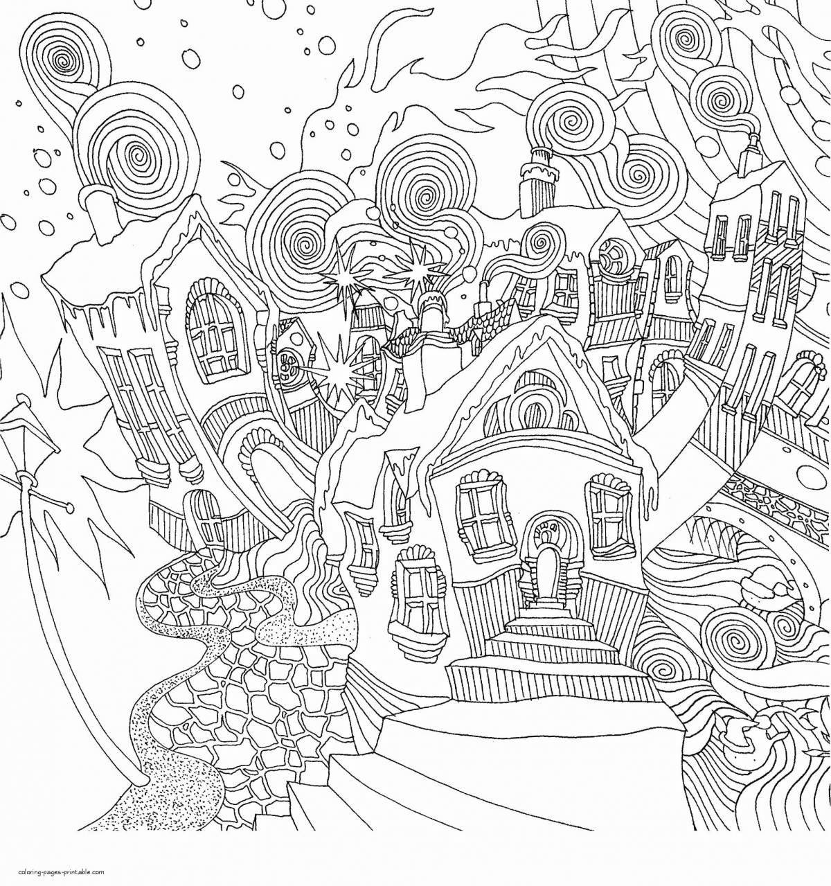 Animated city coloring book for adults