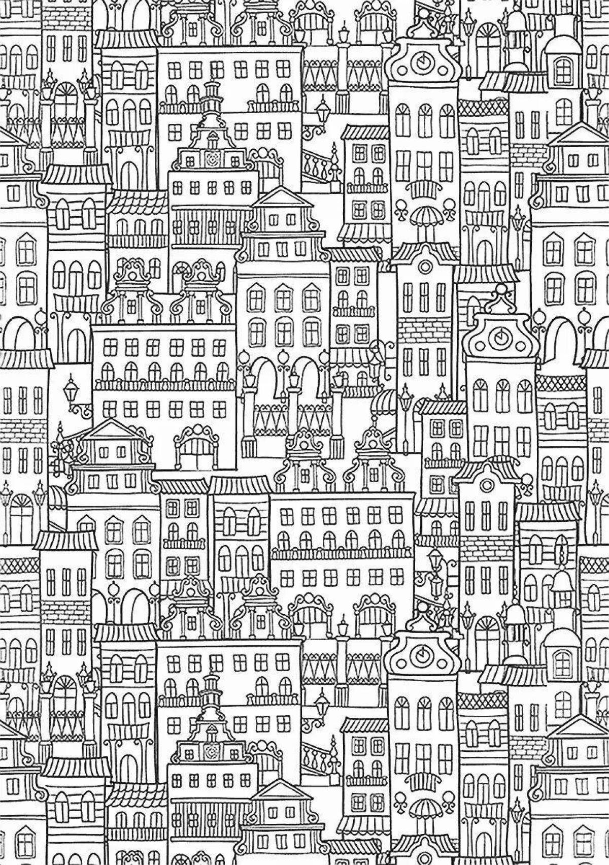 Adorable city coloring book for adults