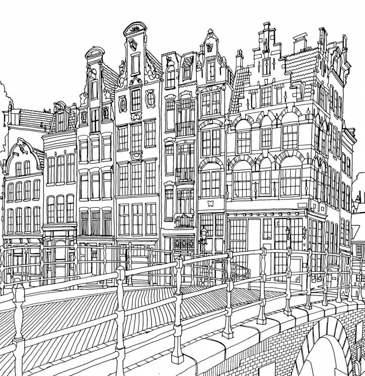 Delightful city coloring book for adults