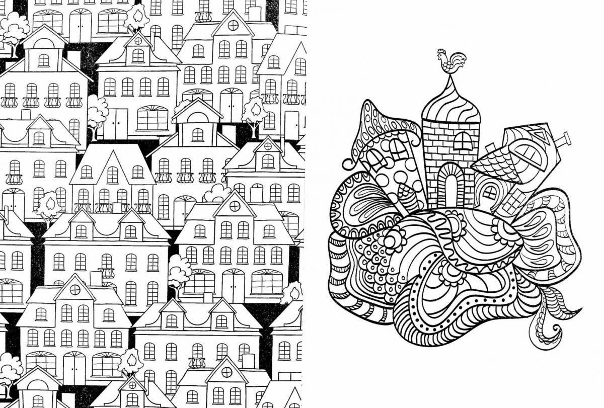 Colouring joyful city for adults