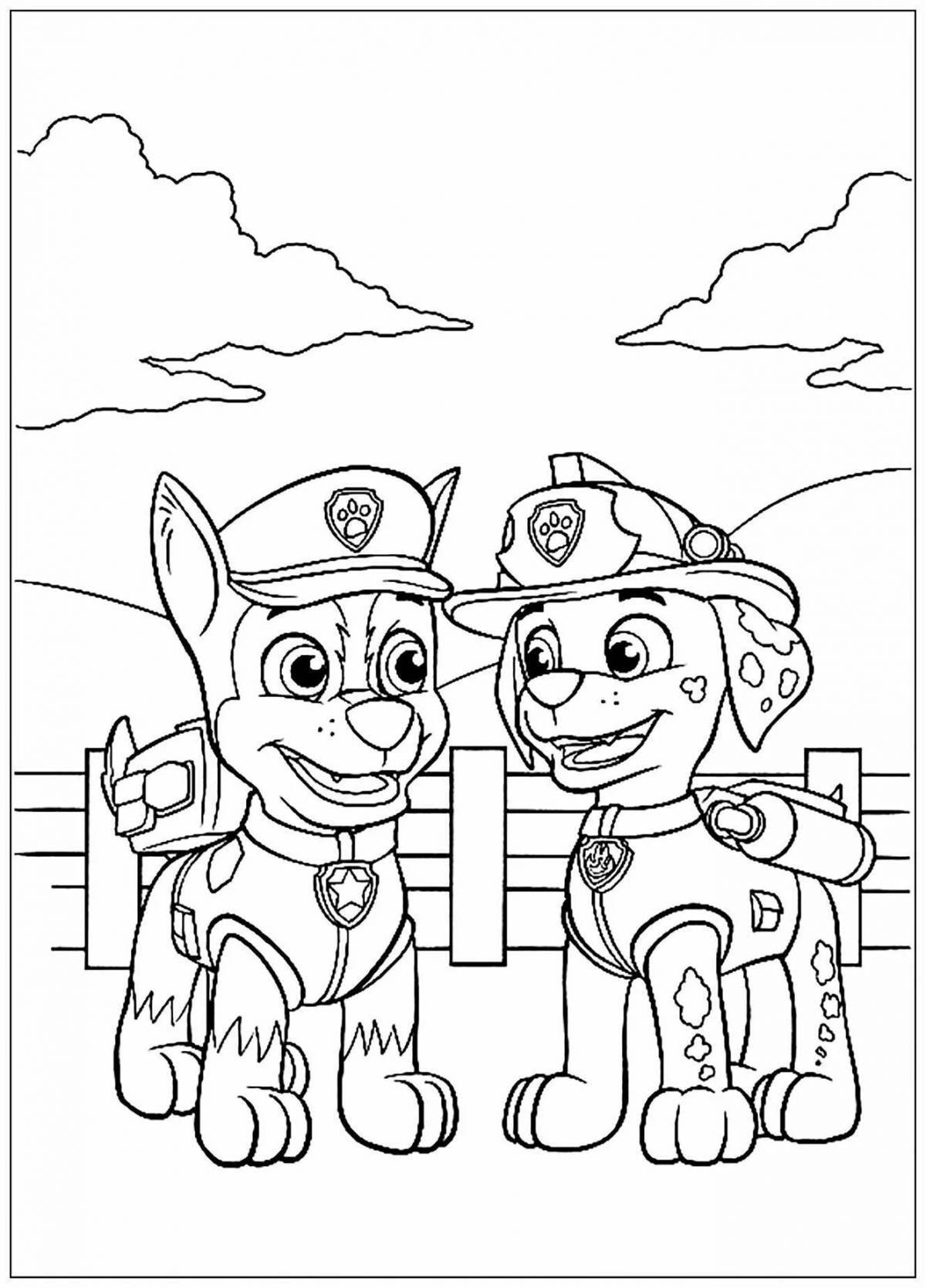 Playful coloring paw patrol cartoon