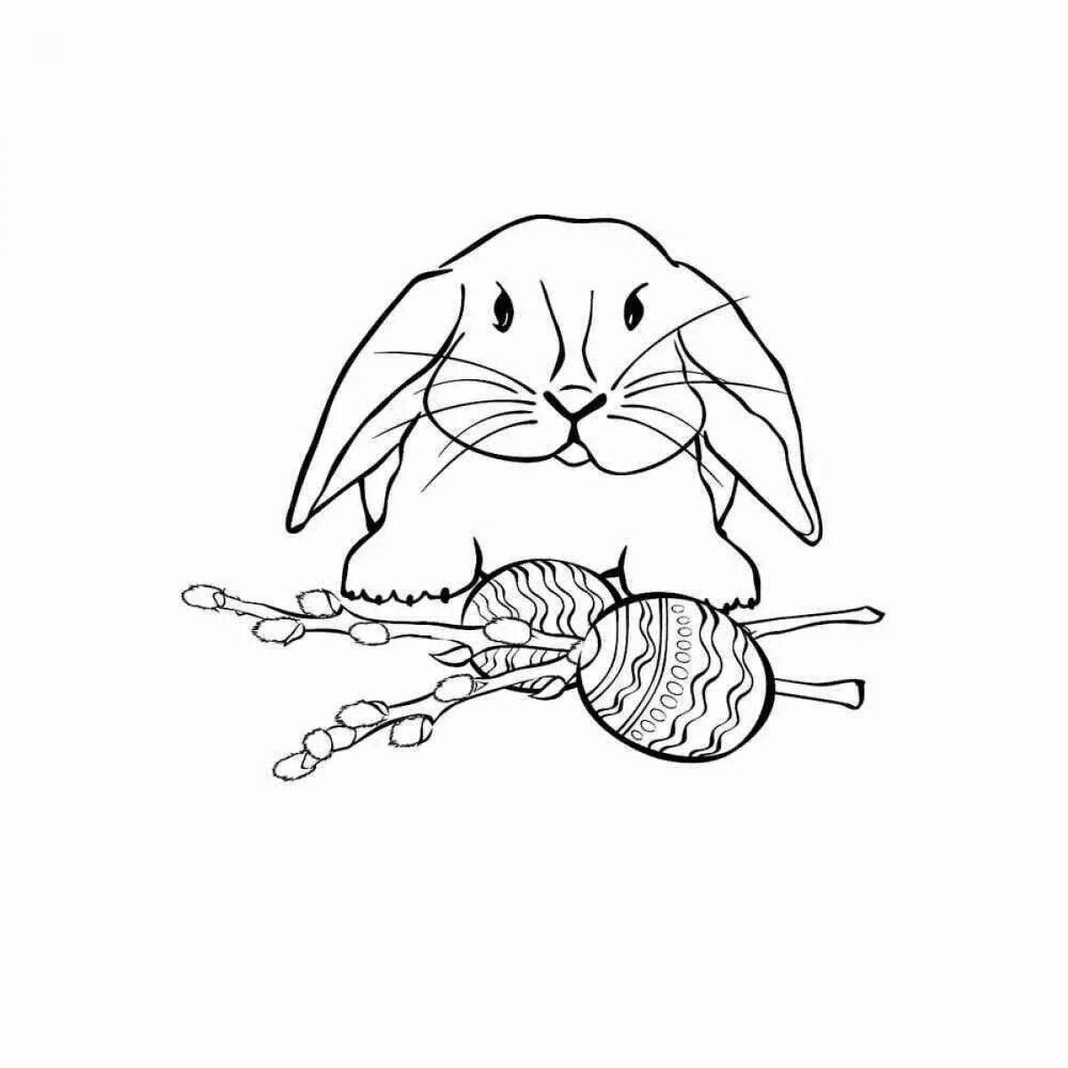Coloring book playful rabbit and cat