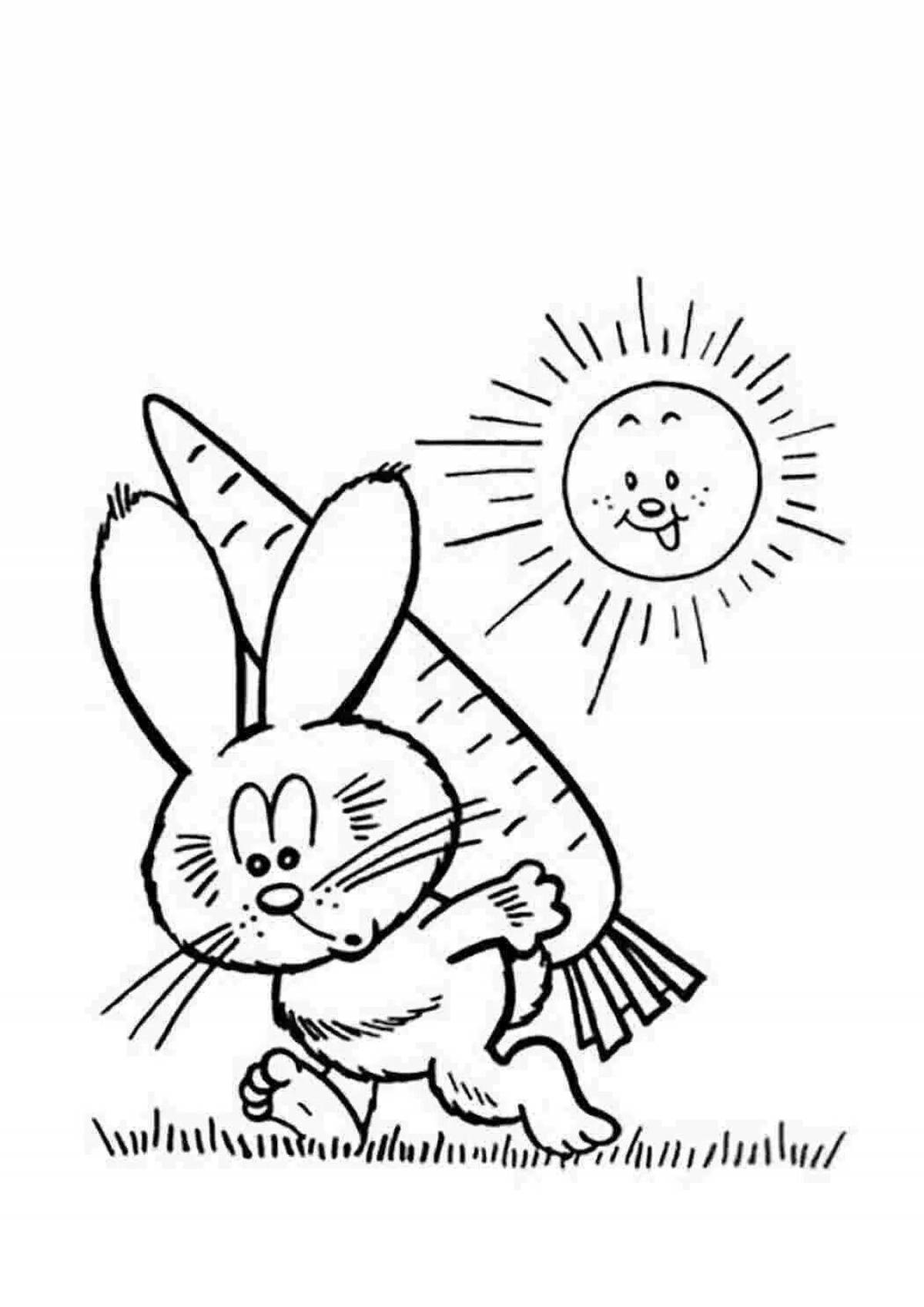 Funny rabbit and cat coloring book
