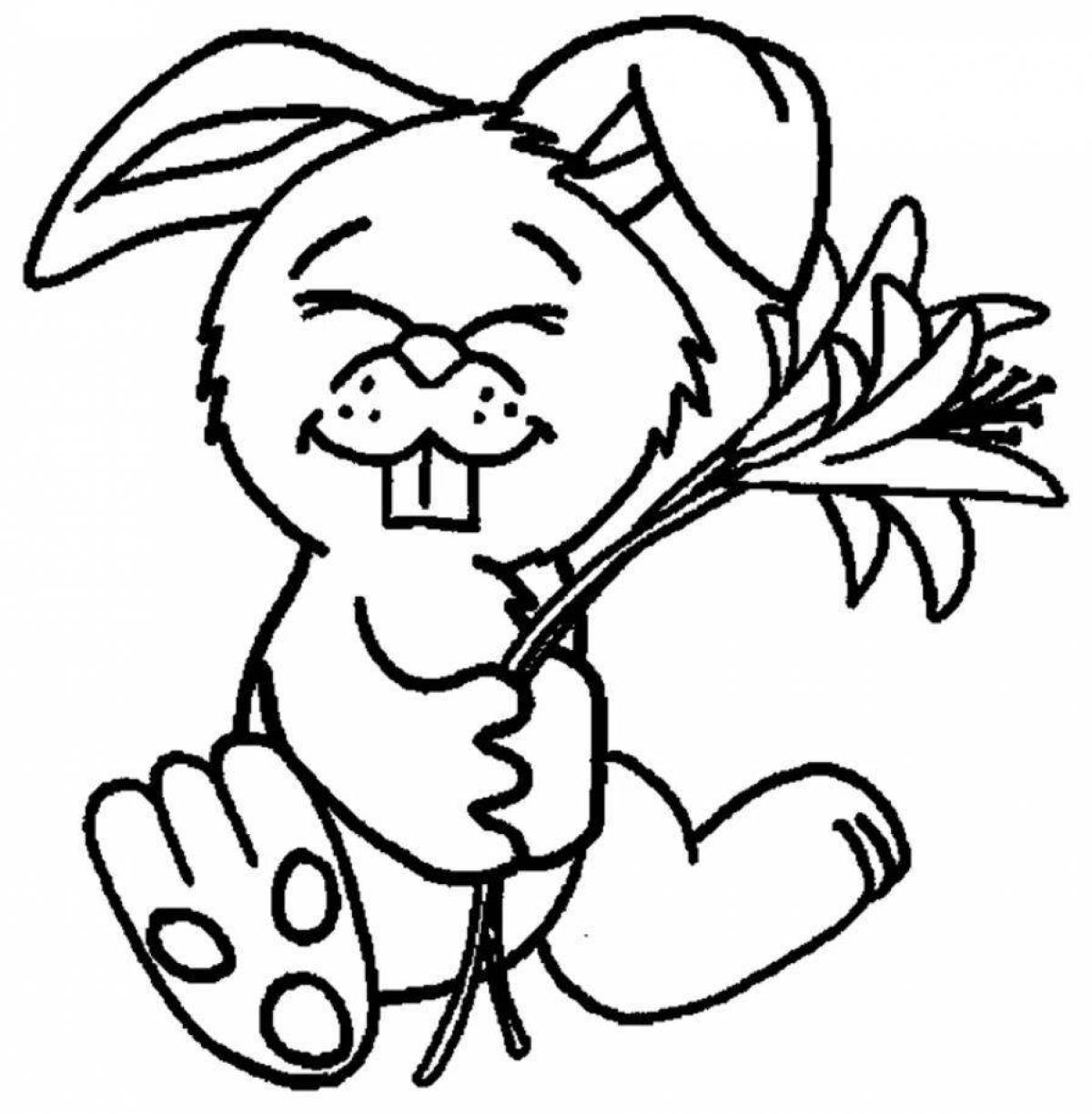 Coloring book funny rabbit and cat