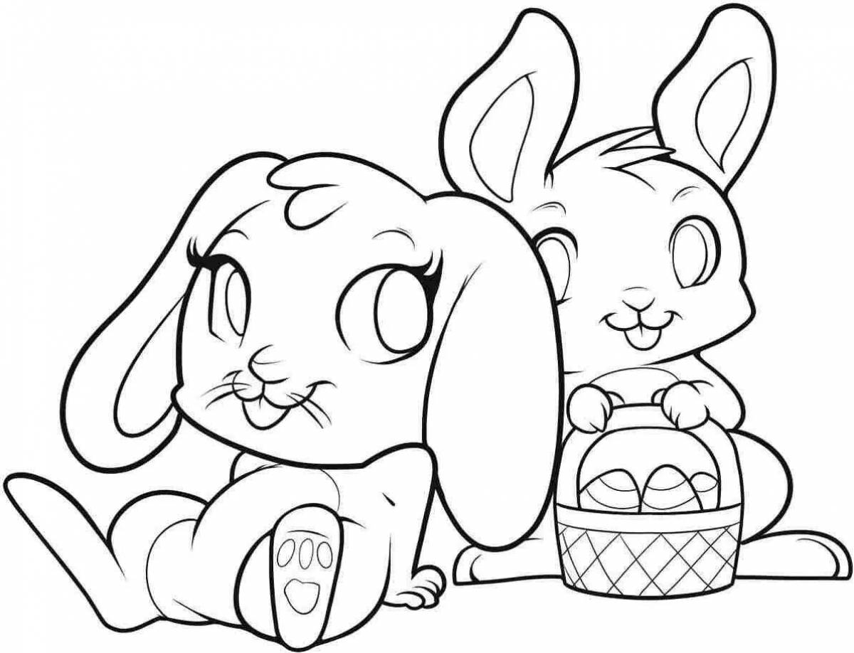 Fancy rabbit and cat coloring book