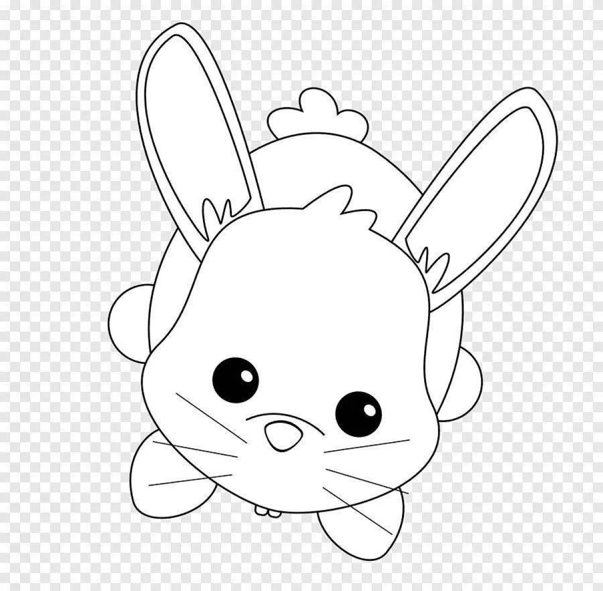 Coloring page friendly rabbit and cat