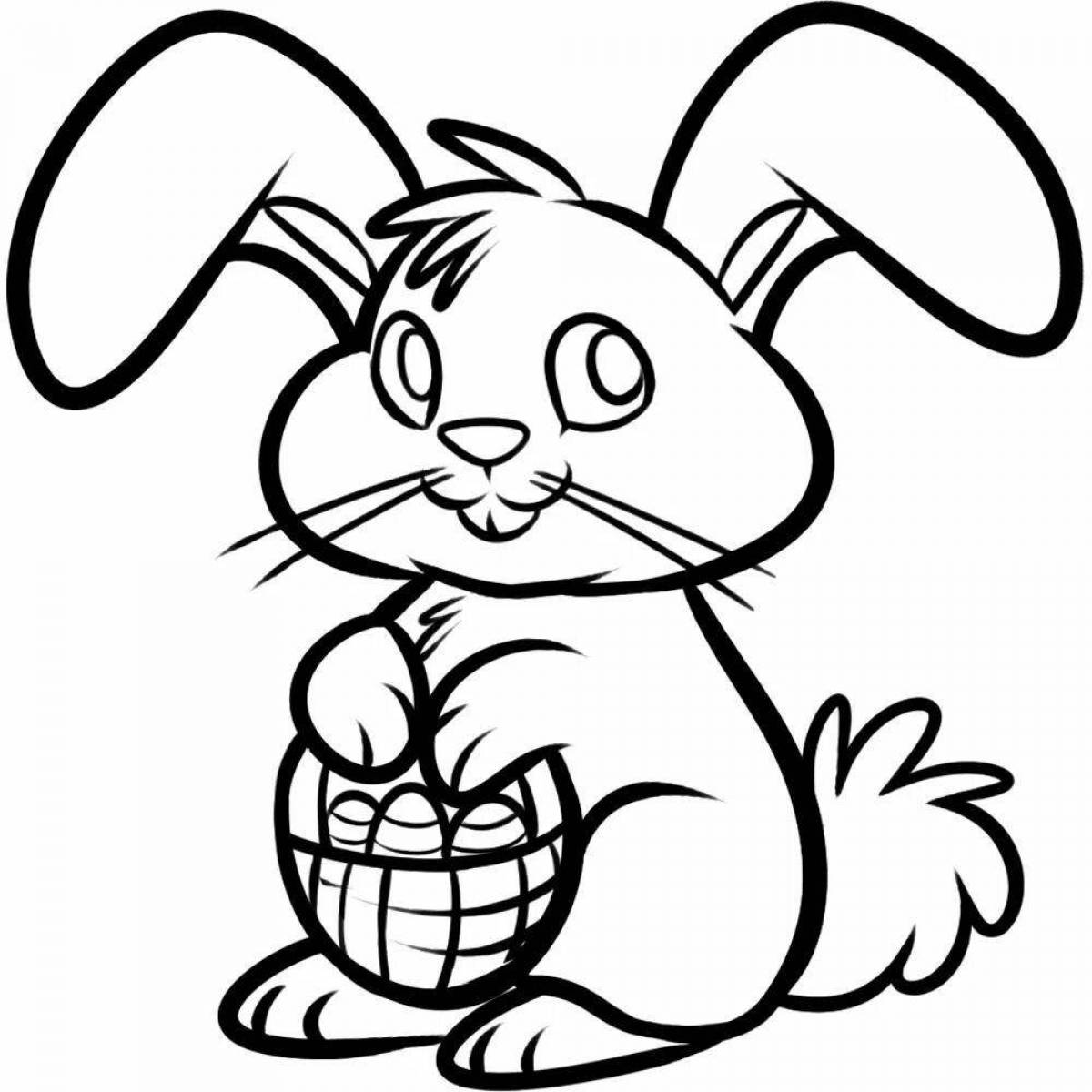 Loving rabbit and cat coloring page