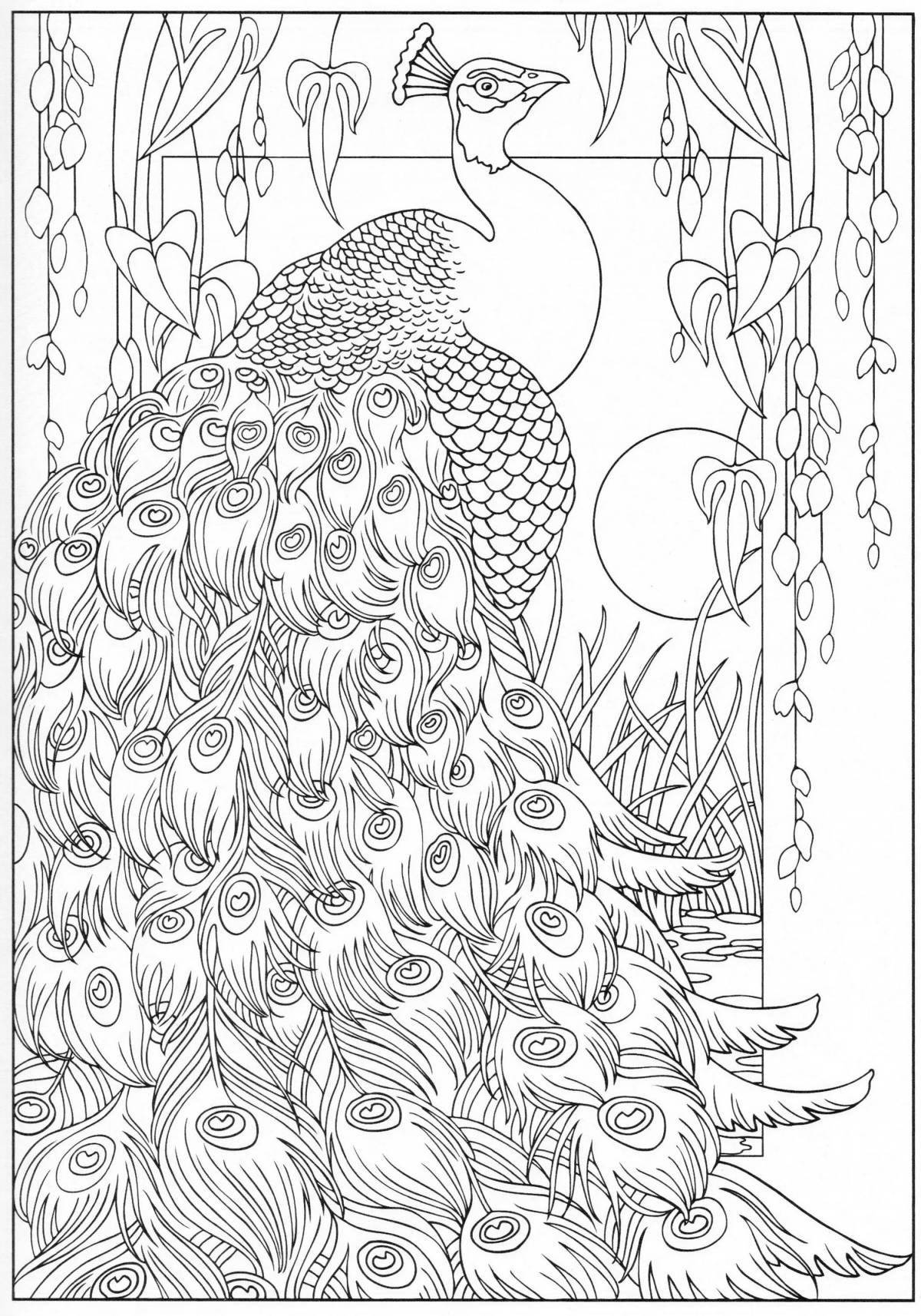Peacock bright coloring by numbers