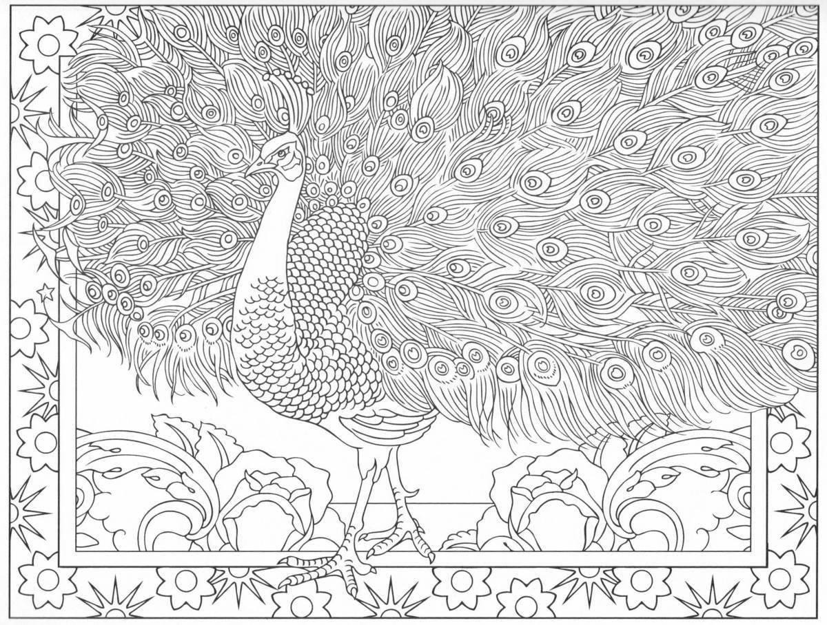 Great peacock coloring by numbers
